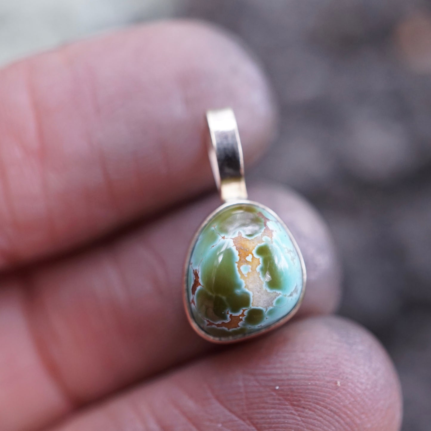 14k GOLD + high grade cheyenne turquoise pendant (no chain)