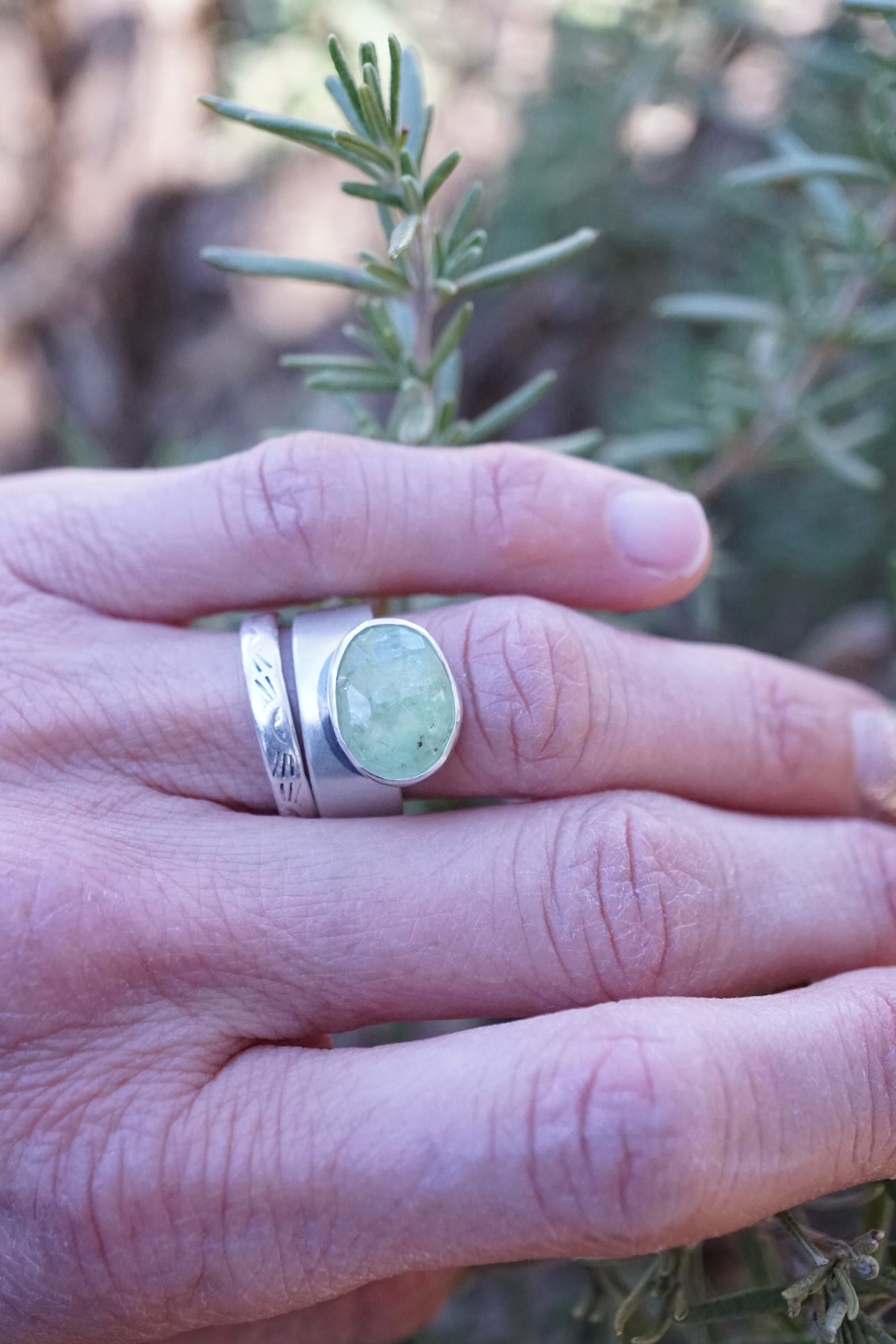 green grossular garnet ring - size 5.75