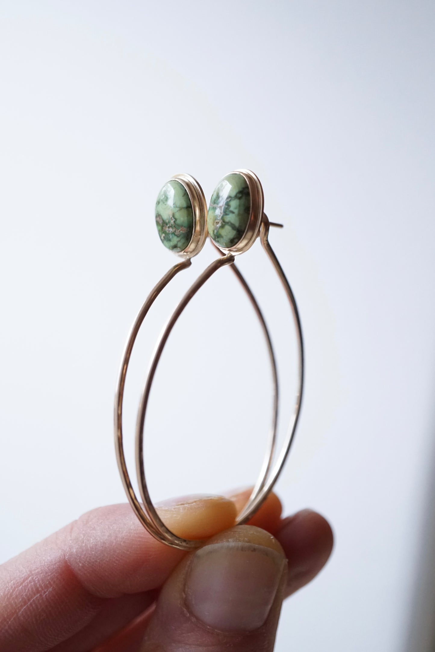 lumenrose hoops with high grade sonoran gold turquoise in 14k goldfill - SMALL SIZE