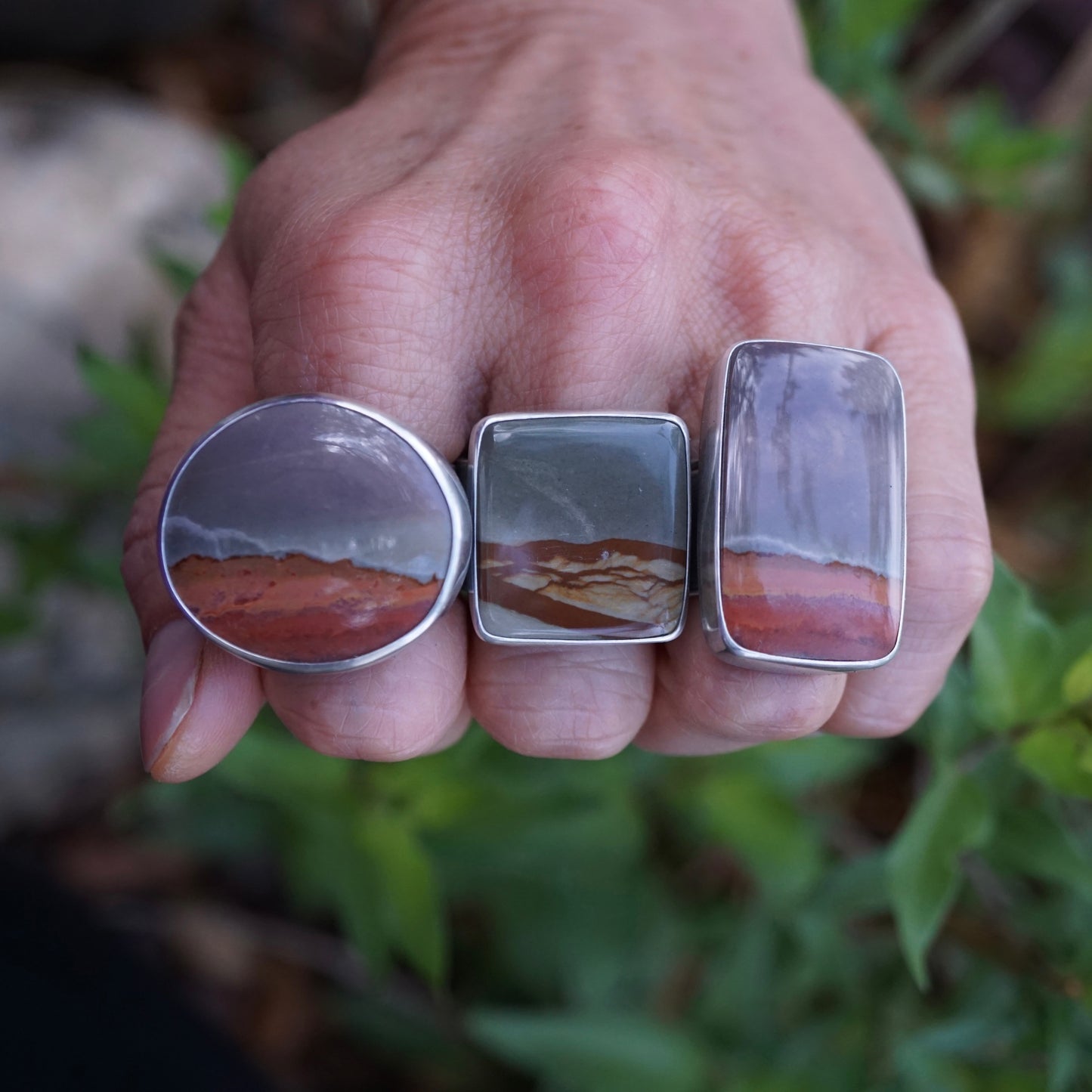 purple sky landscape jasper ring with 🤍 band - 7.5/7.75