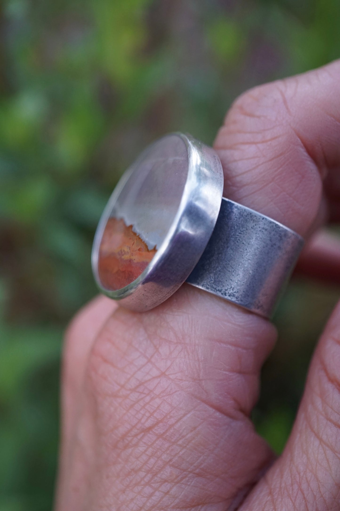 purple sky landscape jasper ring with 🤍 band - 7.5/7.75