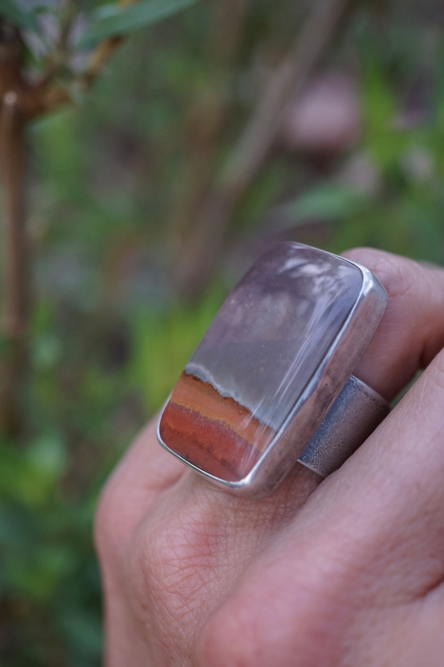 purple sky landscape jasper ring with 🤍 band - 5.25/5.5