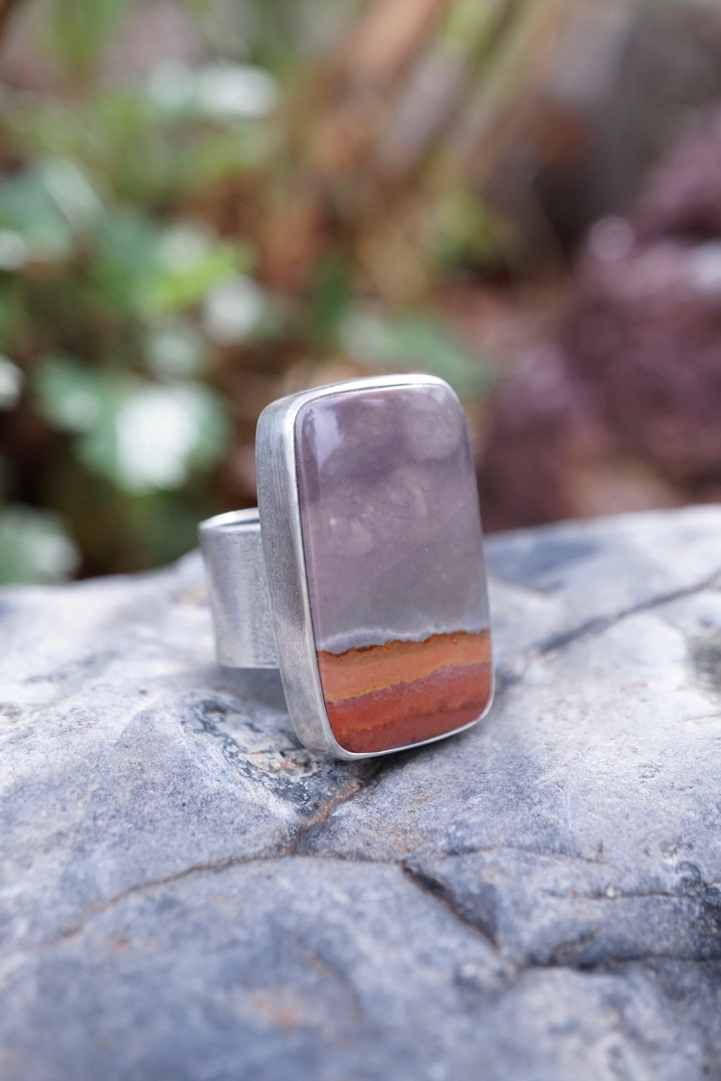 purple sky landscape jasper ring with 🤍 band - 5.25/5.5