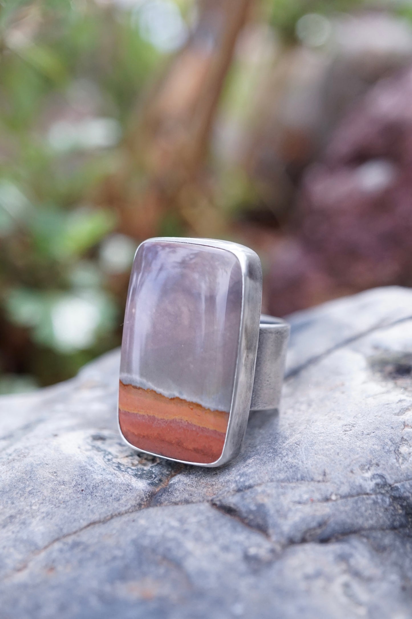 purple sky landscape jasper ring with 🤍 band - 5.25/5.5