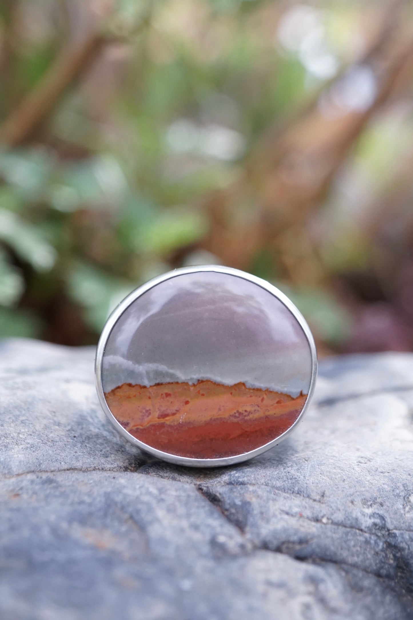 purple sky landscape jasper ring with 🤍 band - 7.5/7.75