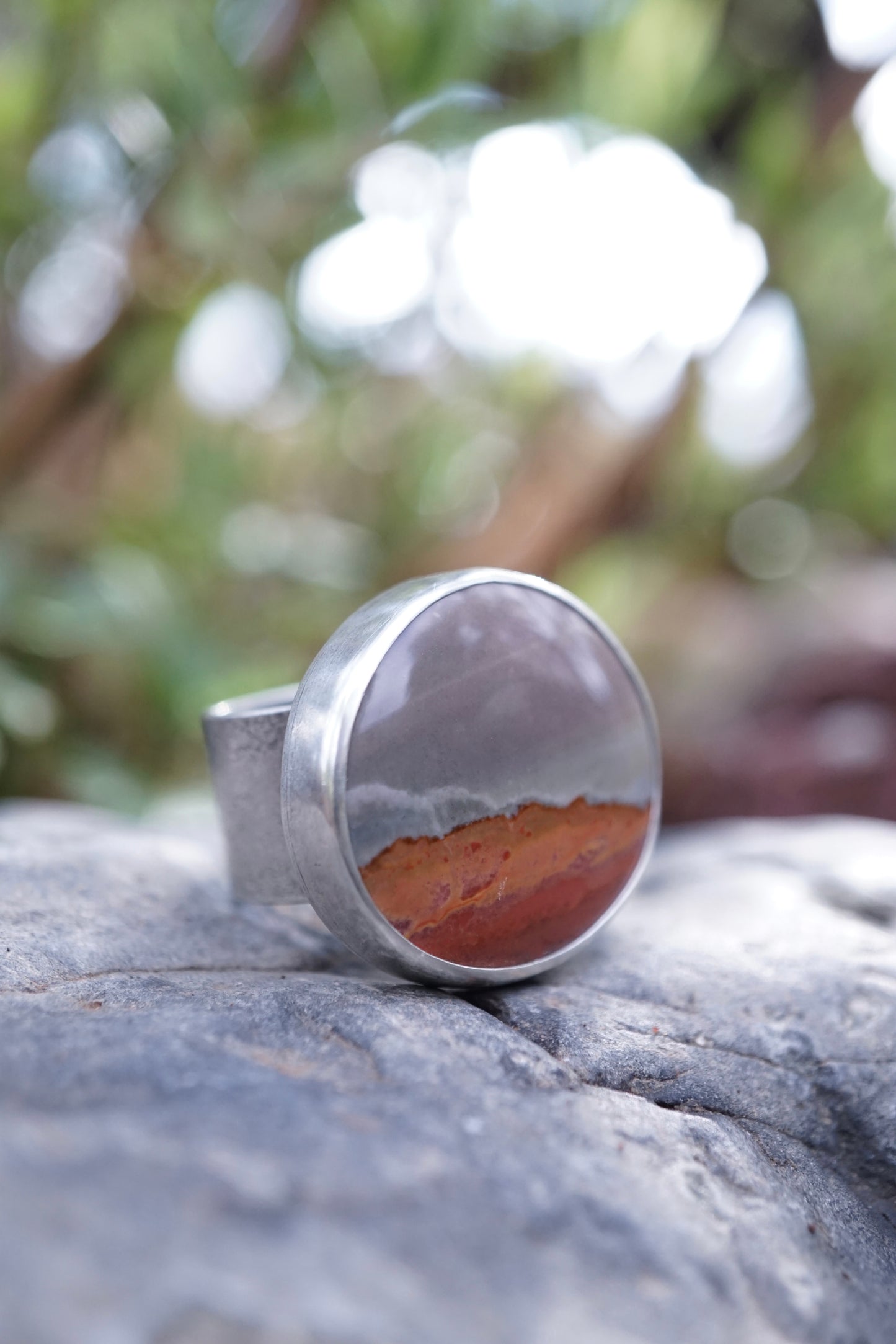 purple sky landscape jasper ring with 🤍 band - 7.5/7.75