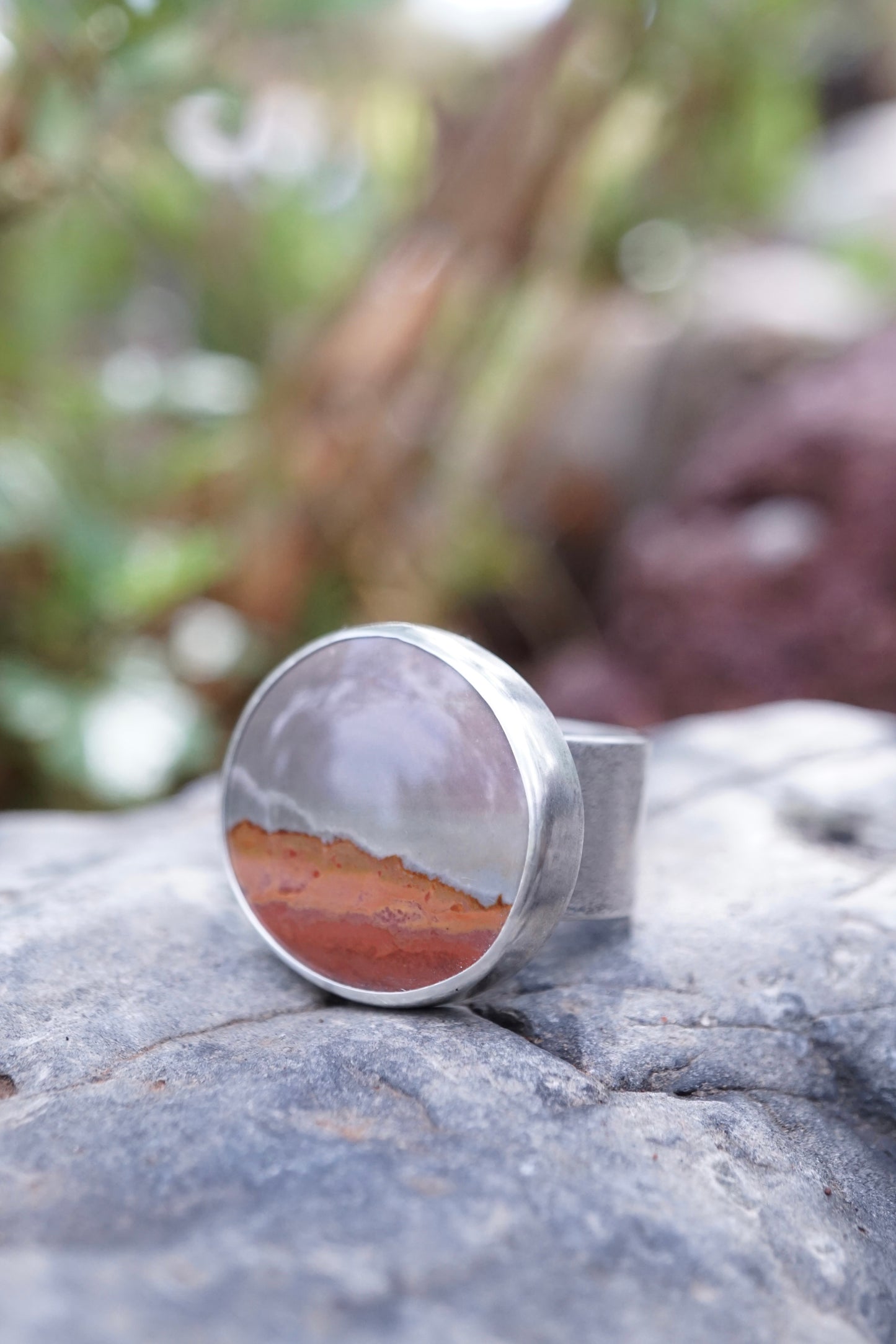 purple sky landscape jasper ring with 🤍 band - 7.5/7.75