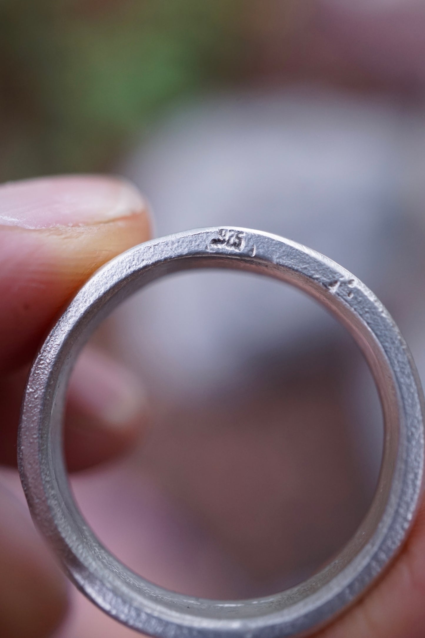 sand cast sterling band - size 11.25