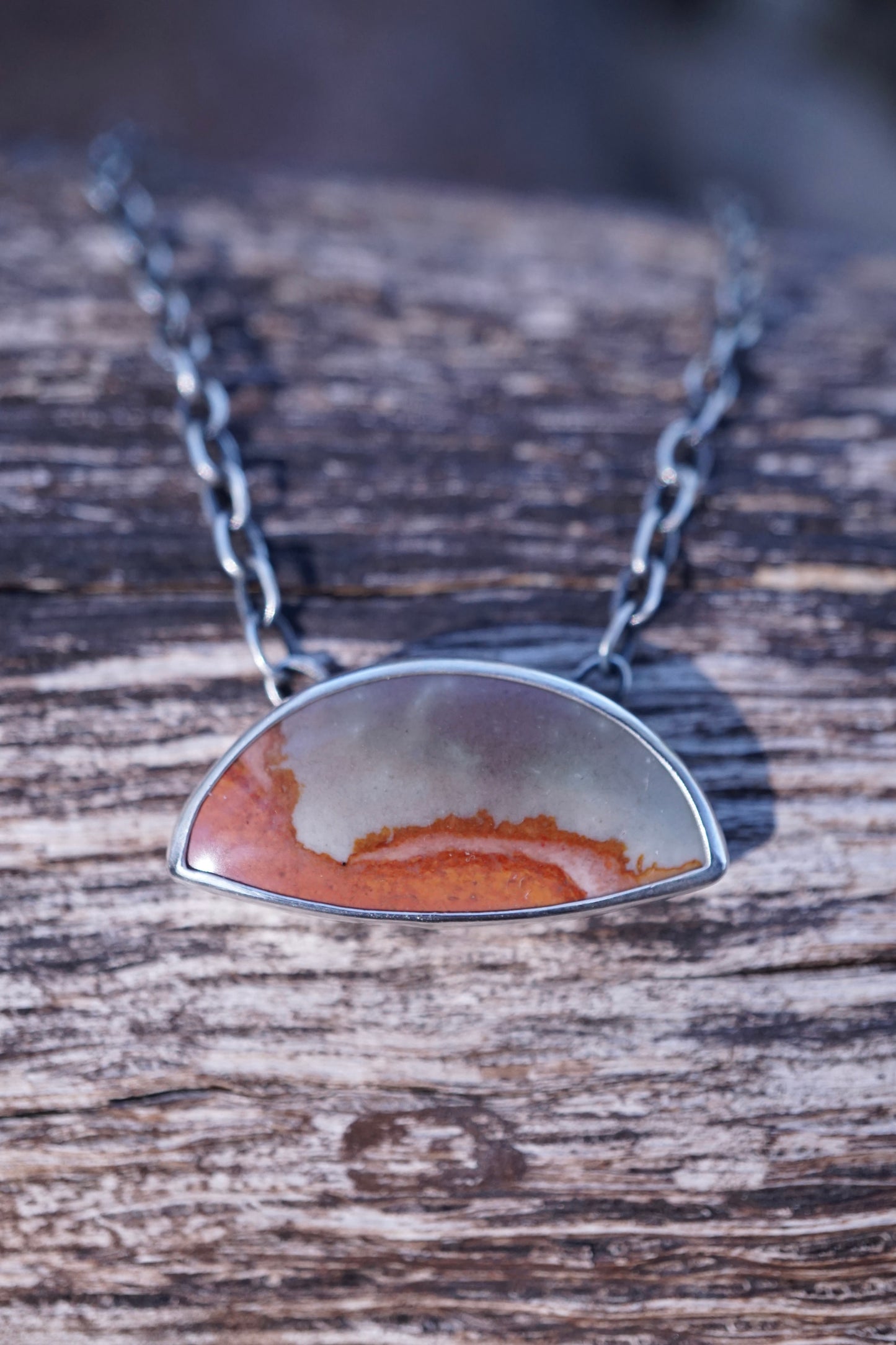 purple sky landscape jasper necklace with handmade chain