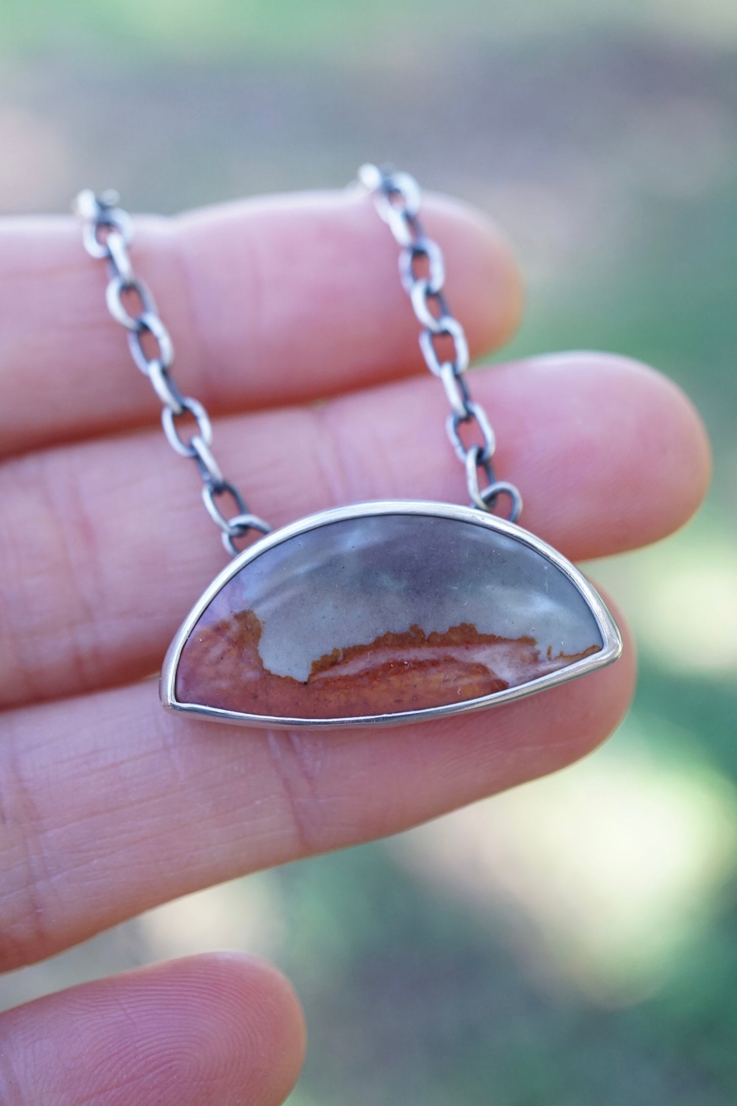 purple sky landscape jasper necklace with handmade chain