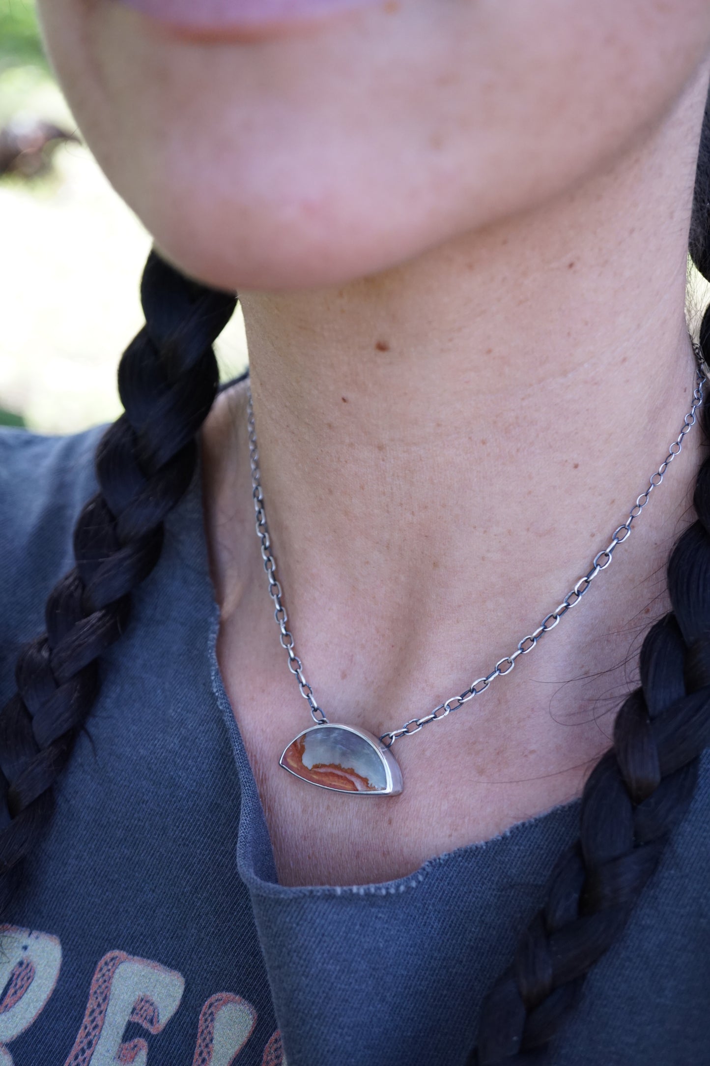 purple sky landscape jasper necklace with handmade chain