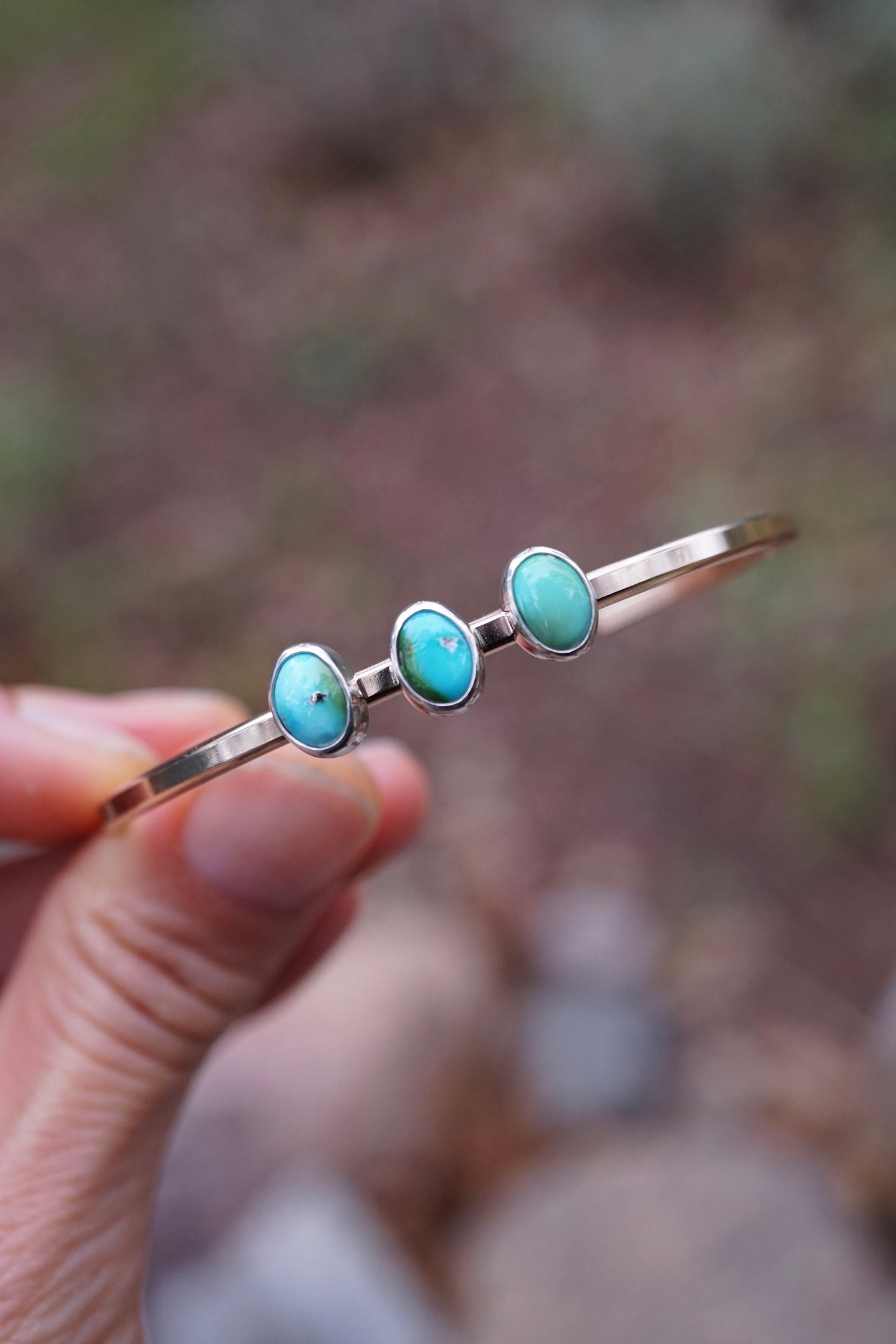 triple stone cuff in 14k goldfill + sterling with sonoran turquoise