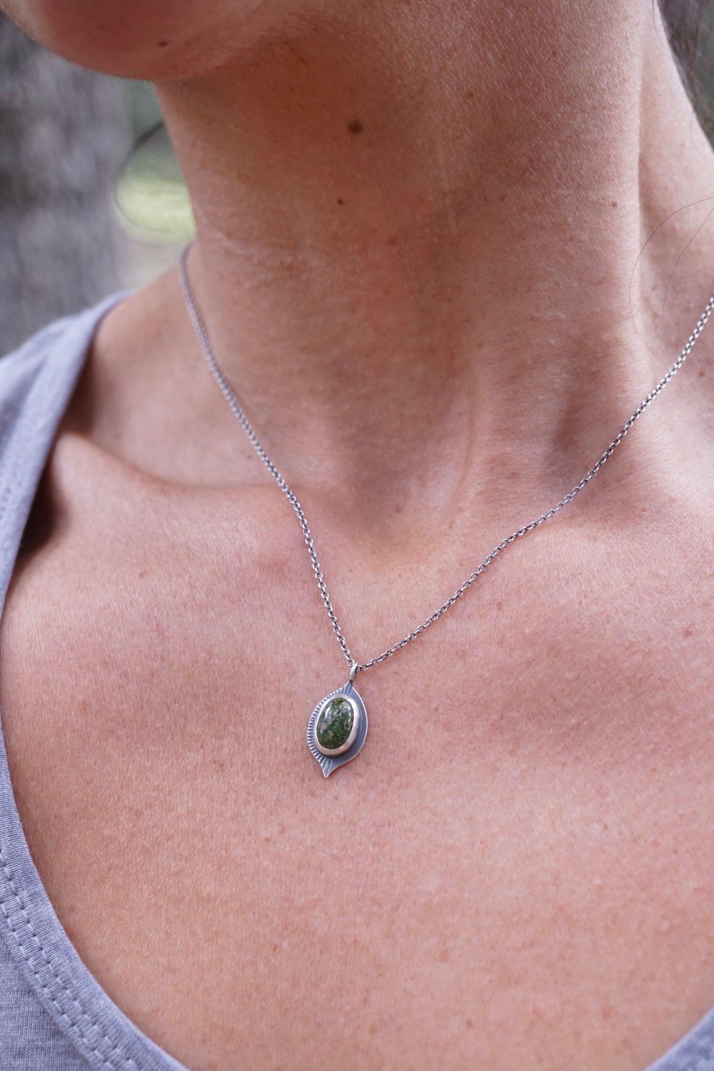 deep green sonoran turquoise dainty necklace