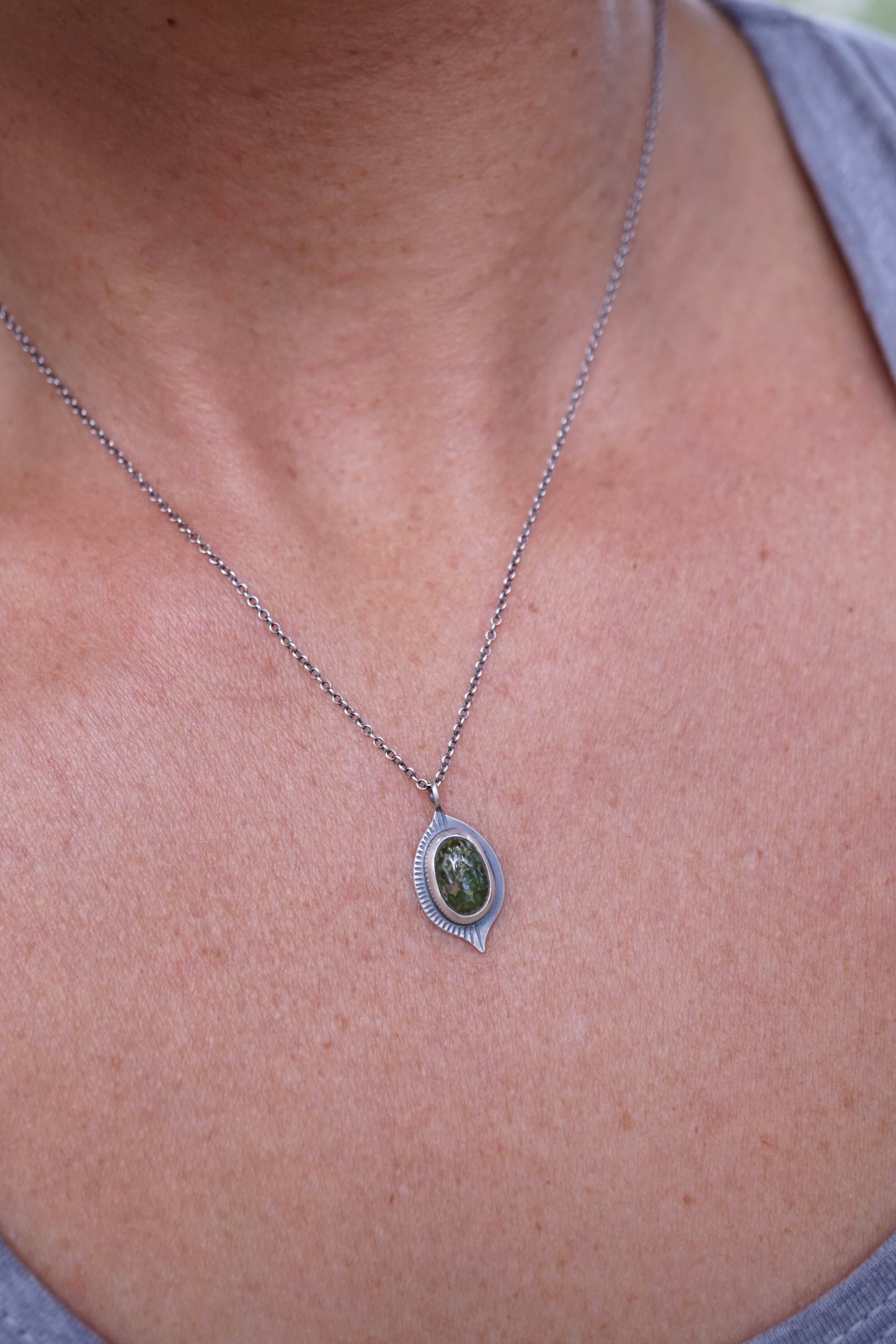 deep green sonoran turquoise dainty necklace