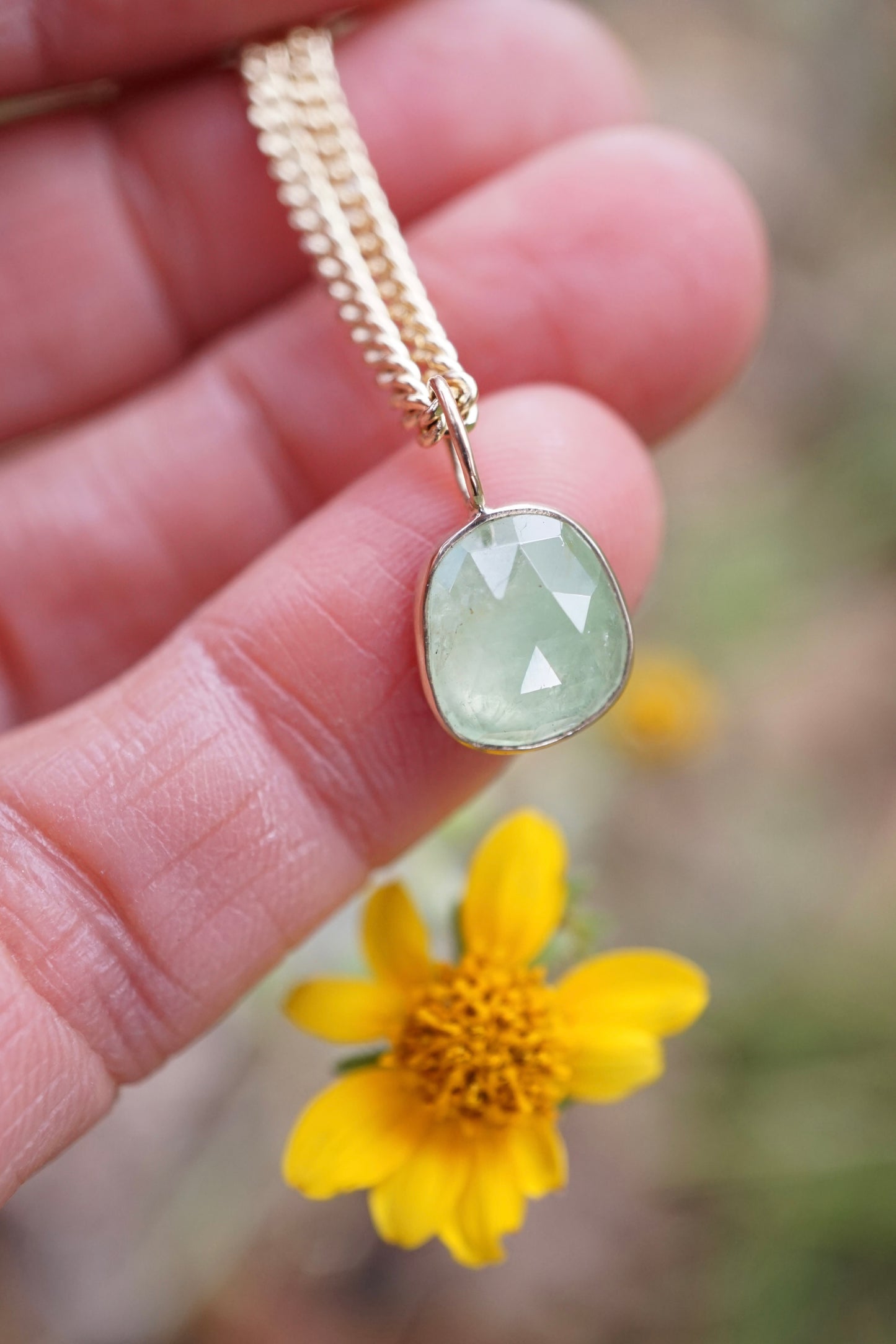 14k GOLD + grossular garnet necklace