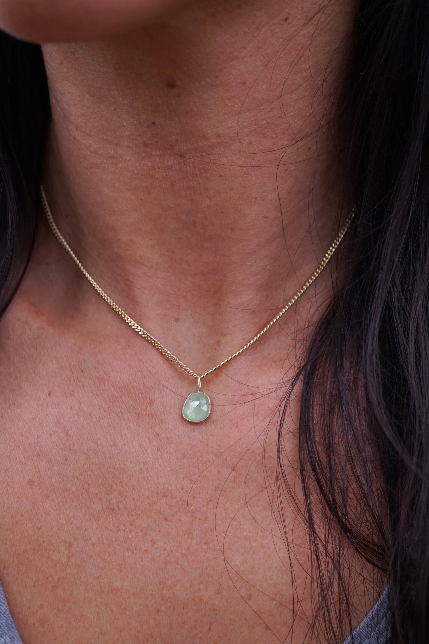 14k GOLD + grossular garnet necklace