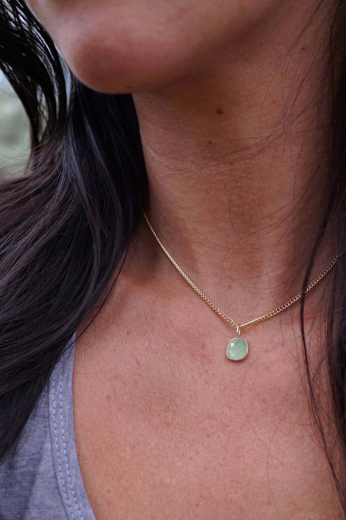 14k GOLD + grossular garnet necklace