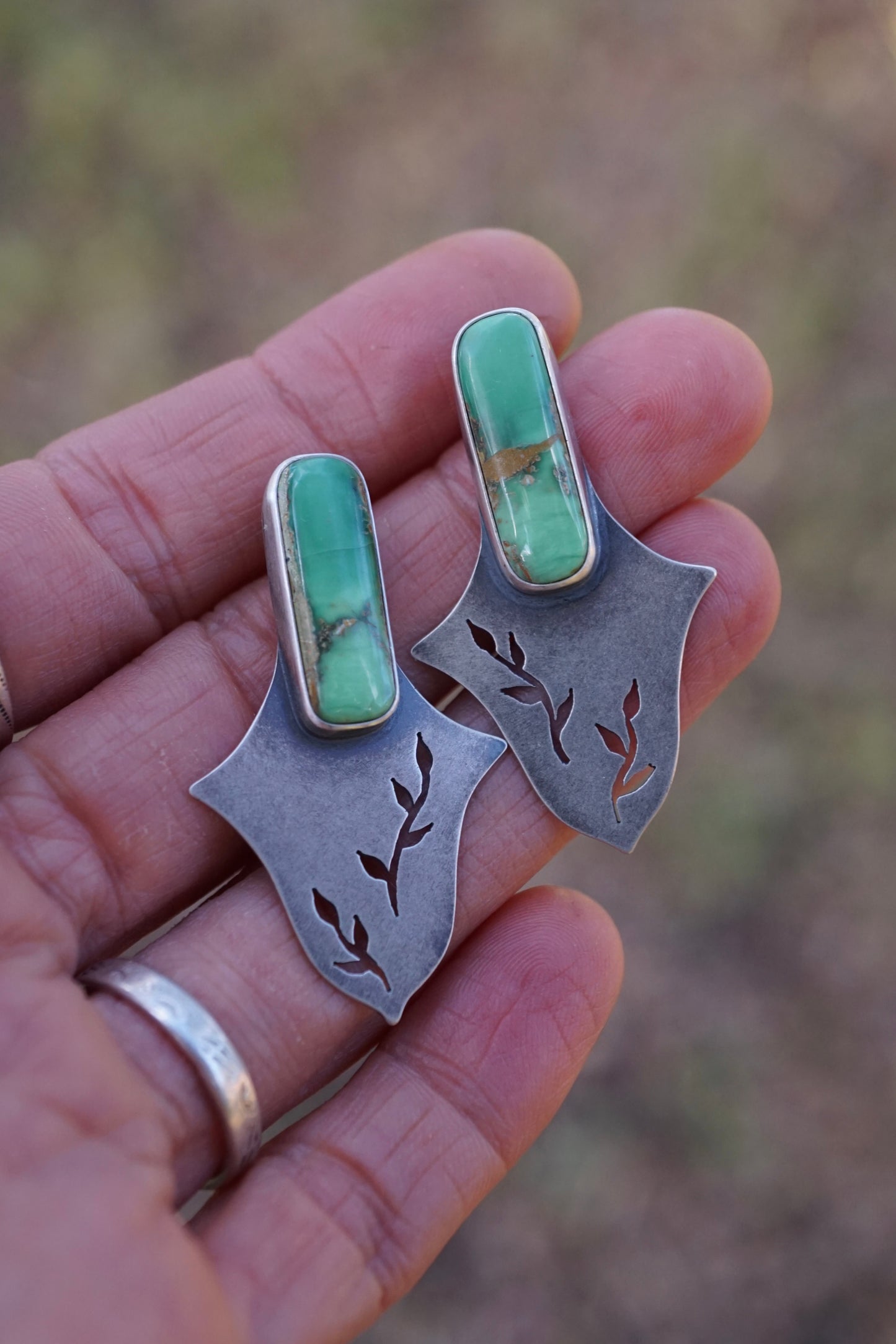 the shield maiden studs with australian variscite