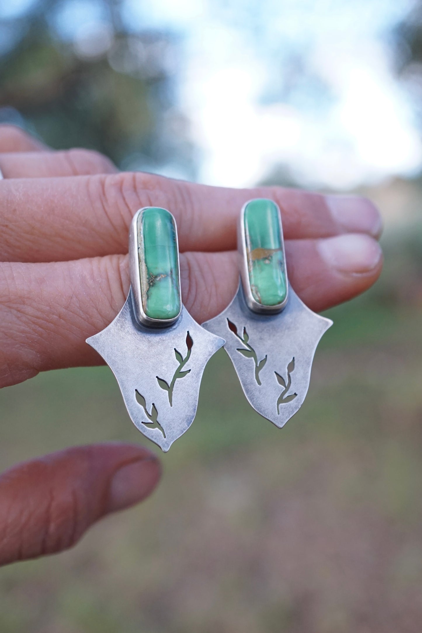 the shield maiden studs with australian variscite