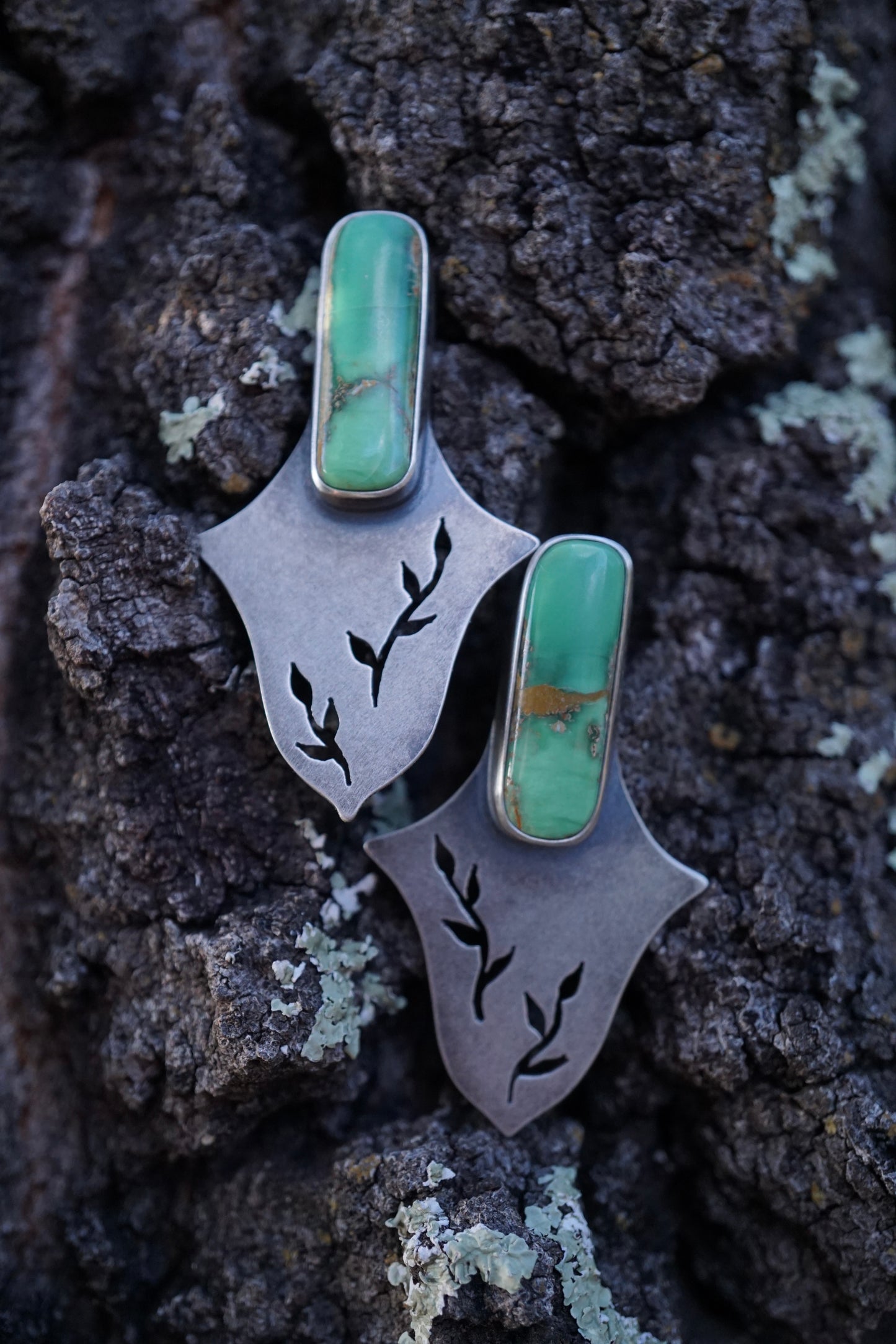 the shield maiden studs with australian variscite