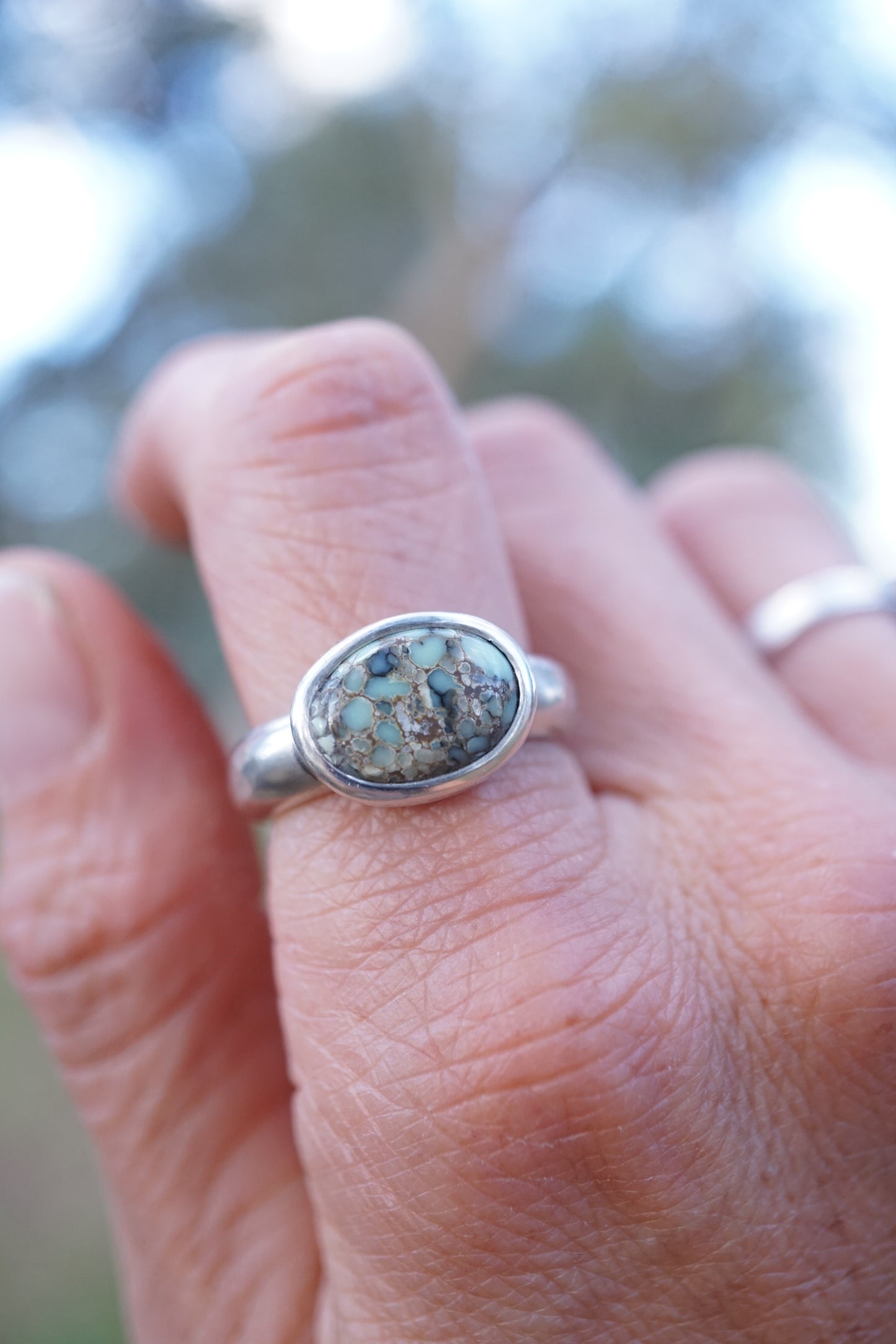 poseidon variscite heavy bezel ring - size 8