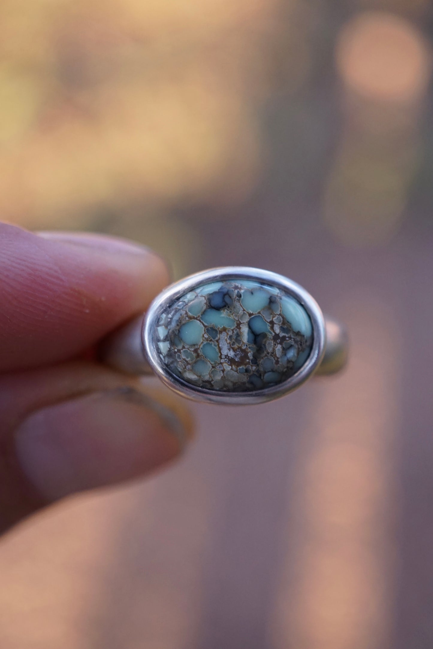 poseidon variscite heavy bezel ring - size 8
