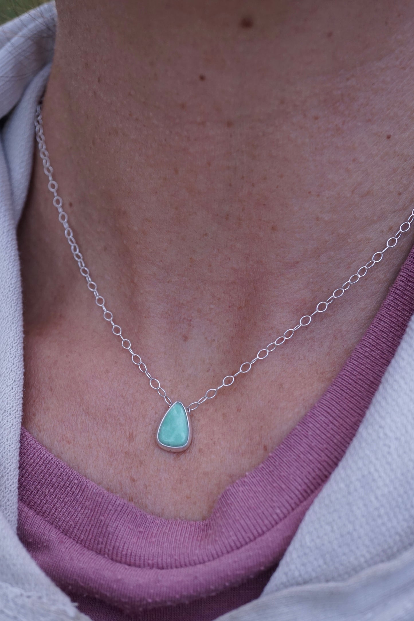 delicate lucin variscite teardrop choker