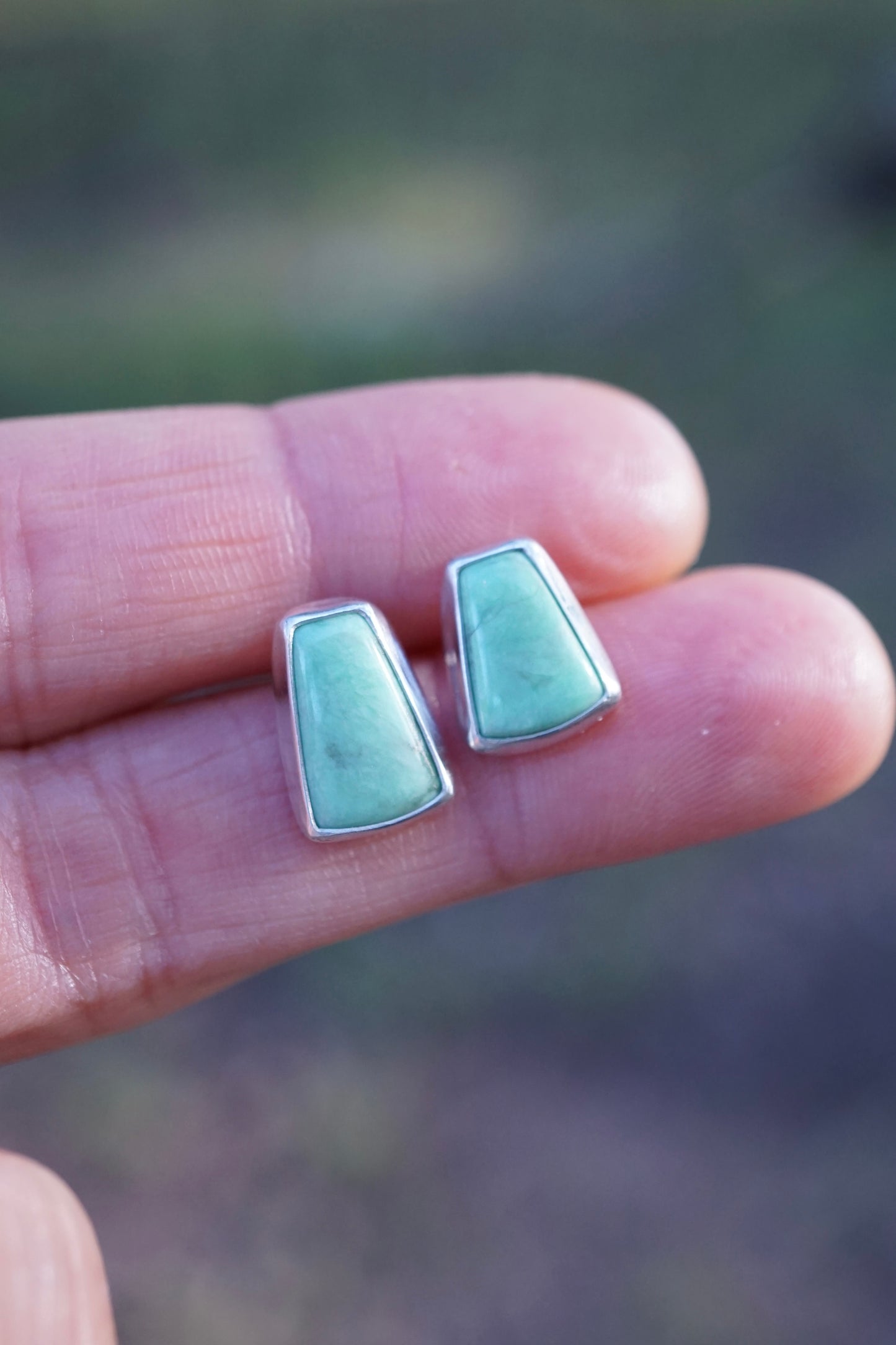 lucin variscite trapezoid studs