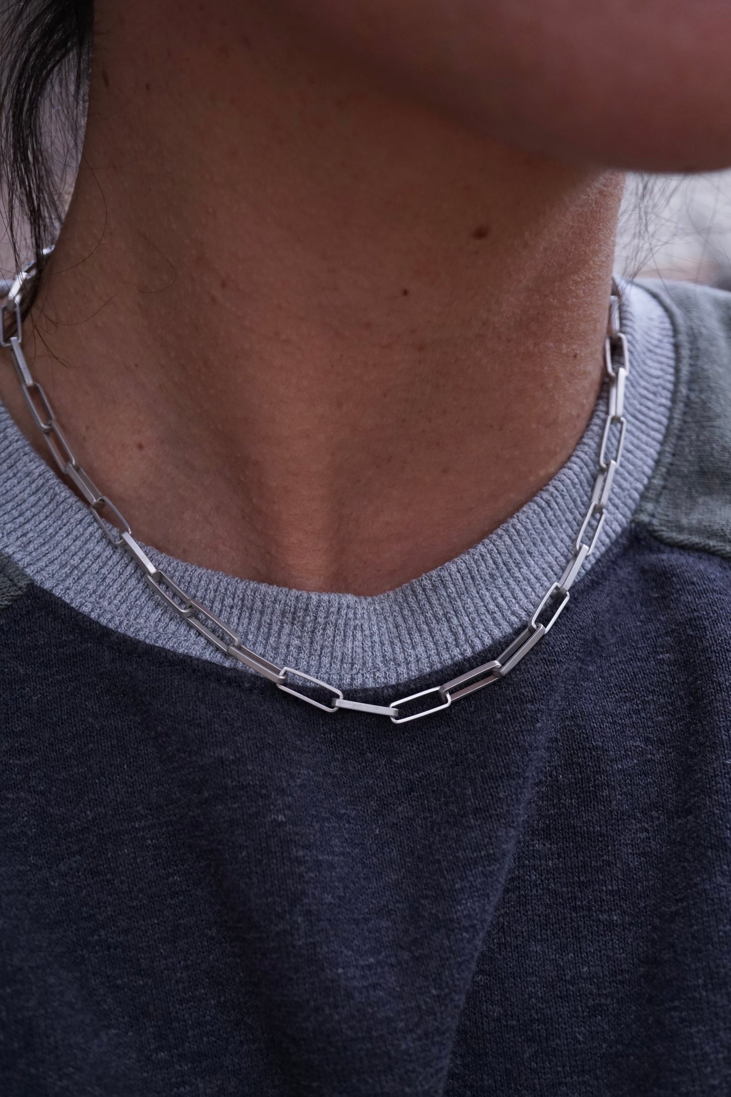 handmade sterling rectangle chain - narrow links