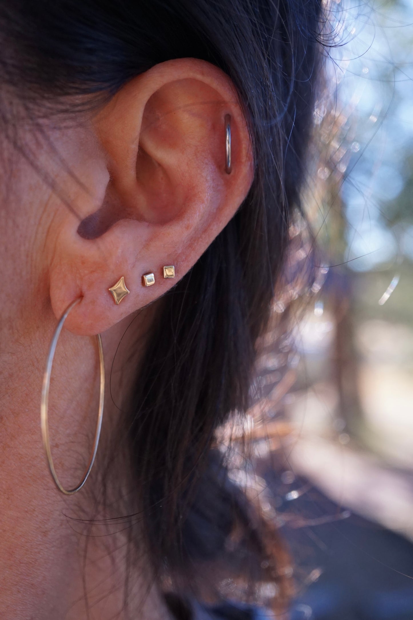 14k gold teeny square studs