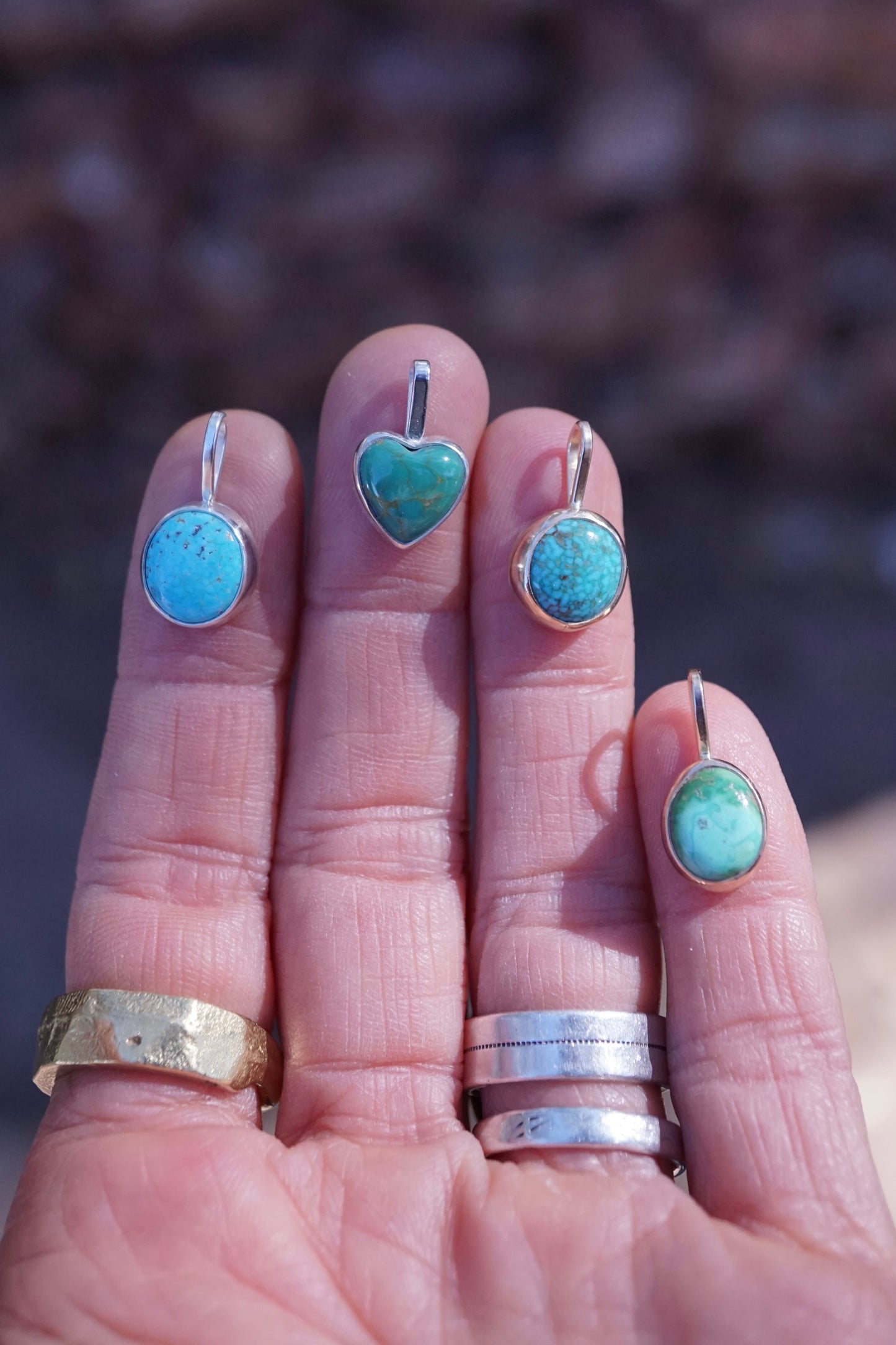 kingman turquoise heart charm - NO CHAIN INCLUDED
