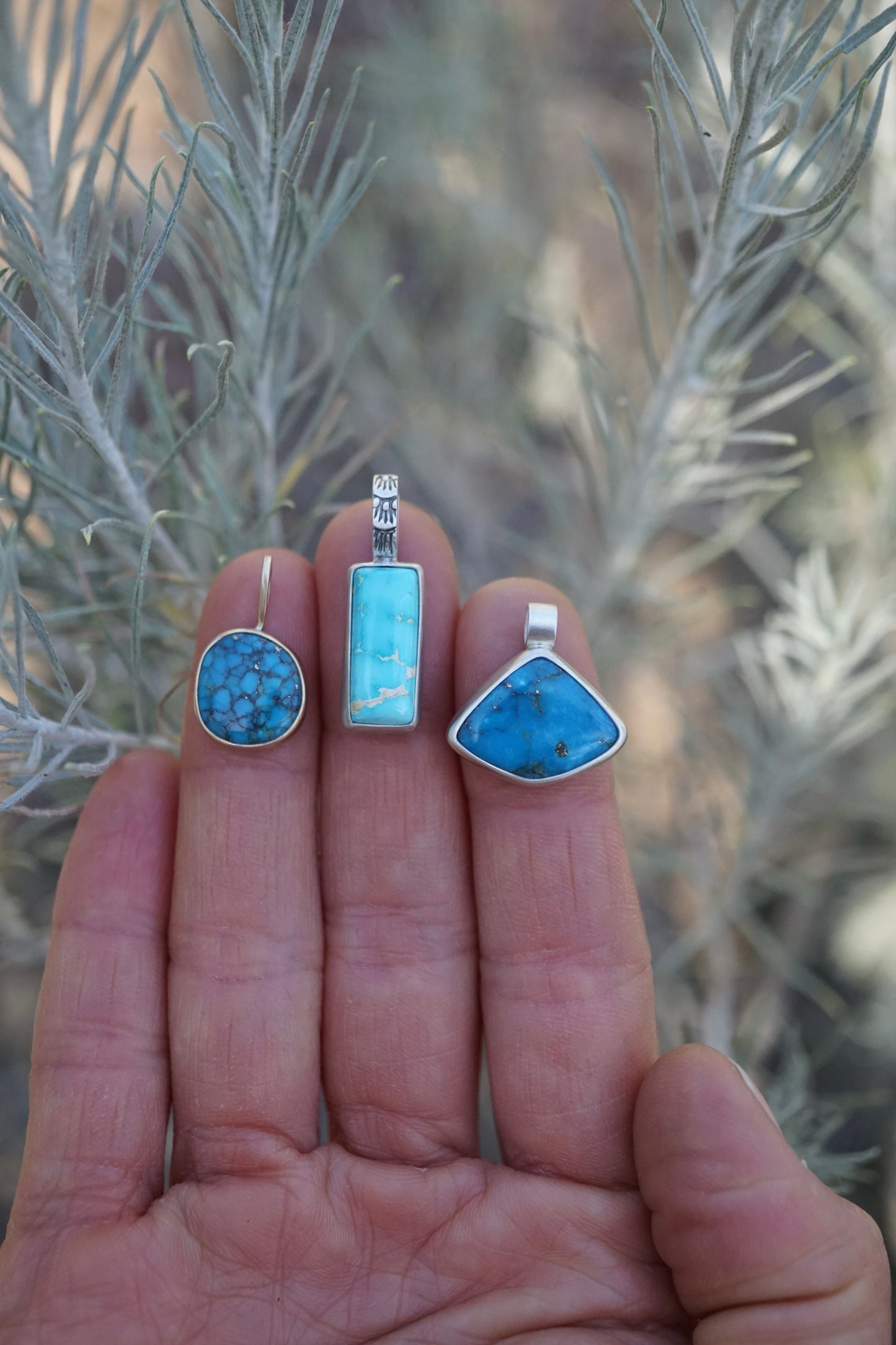 deep blue fan shaped patagonia, az turquoise pendant - NO CHAIN INCLUDED