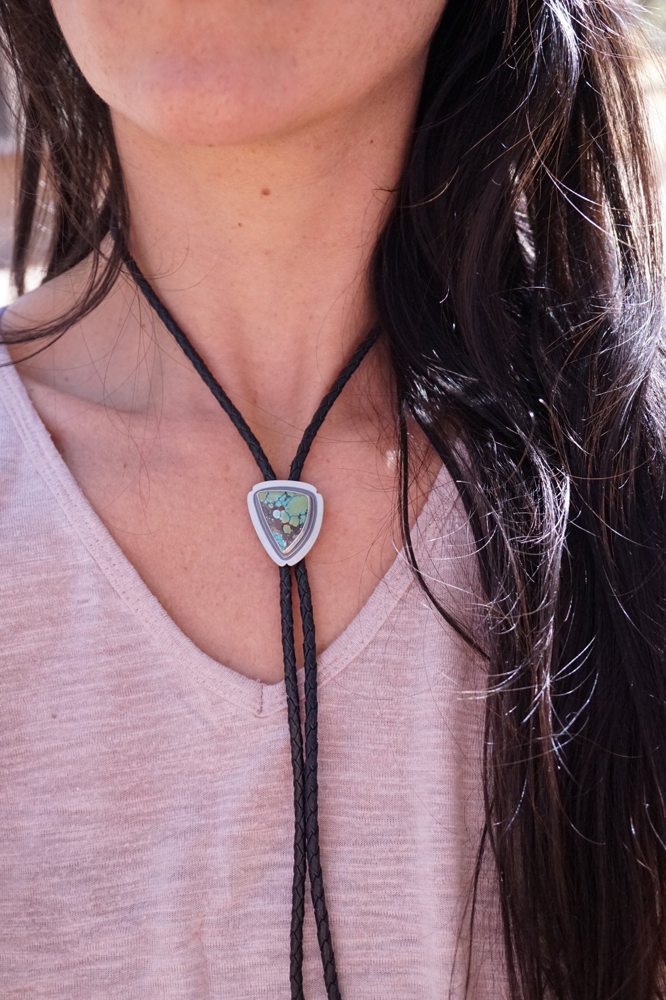 bamboo mountain turquoise bolo tie #1 - Lumenrose