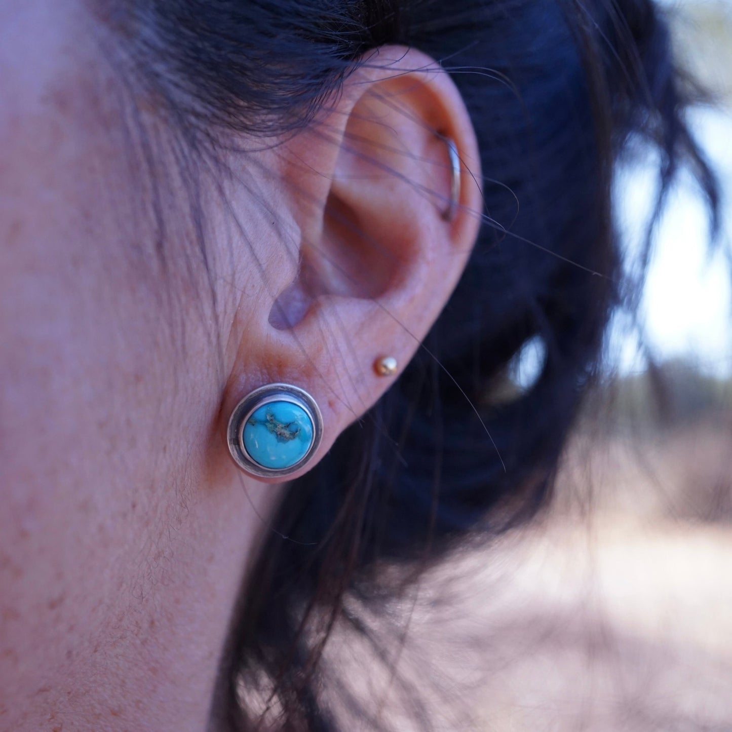 blue ridge turquoise orb studs - DISCOUNTED FOR FLAW - Lumenrose