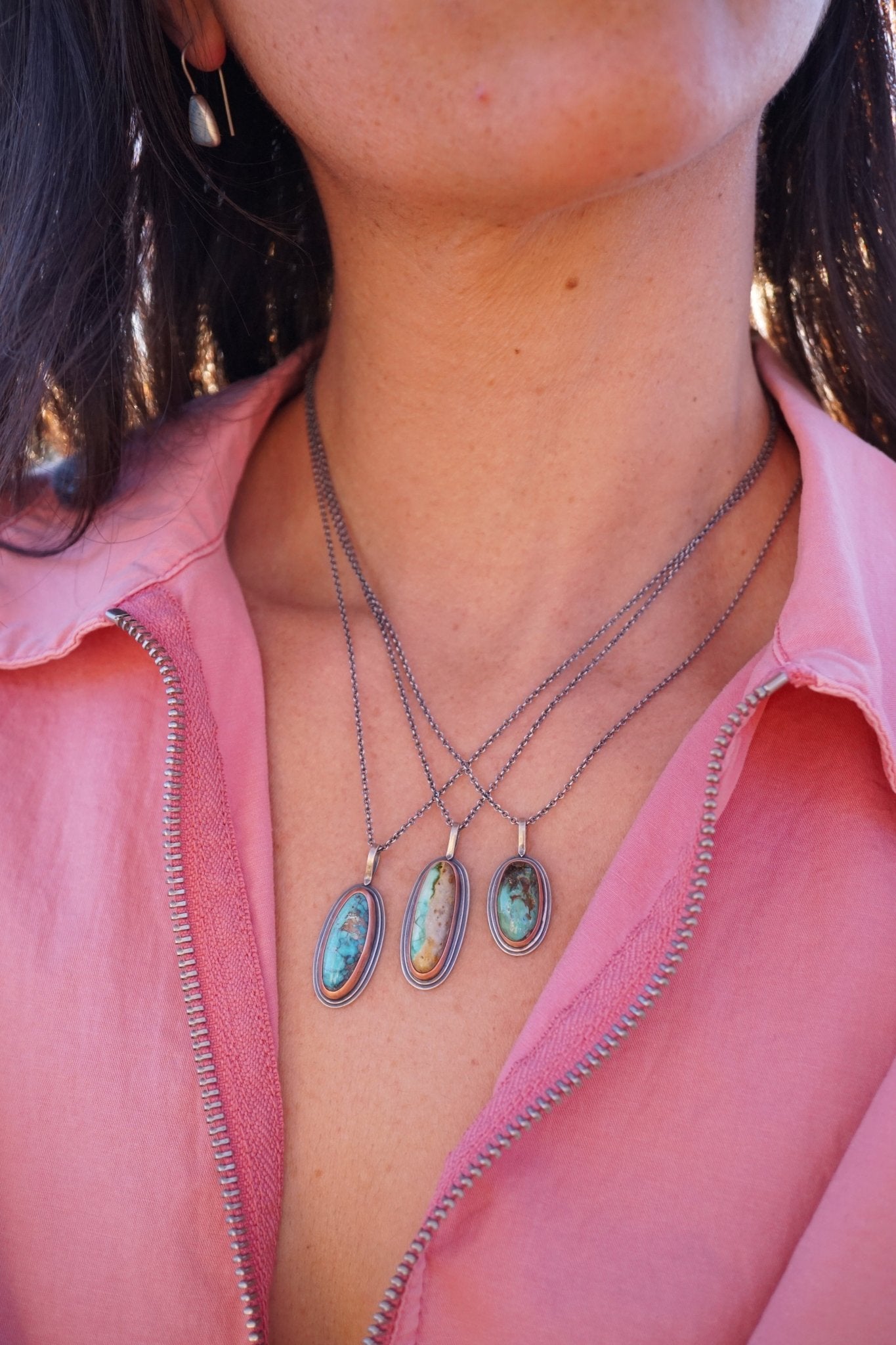 cheyenne turquoise necklace with copper bezel - Lumenrose