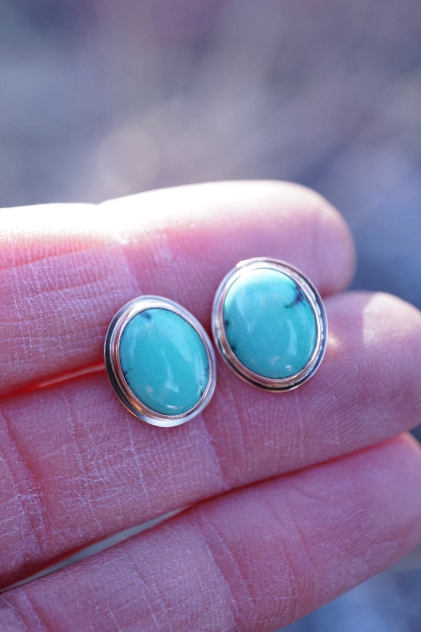 chinese turquoise + 14k goldfill studs - Lumenrose