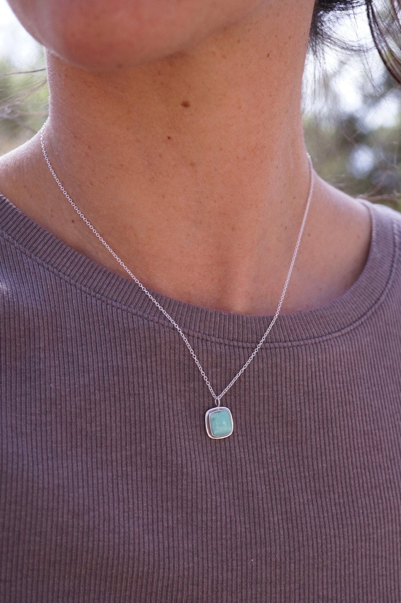 dainty lucin variscite necklace in sterling silver - Lumenrose