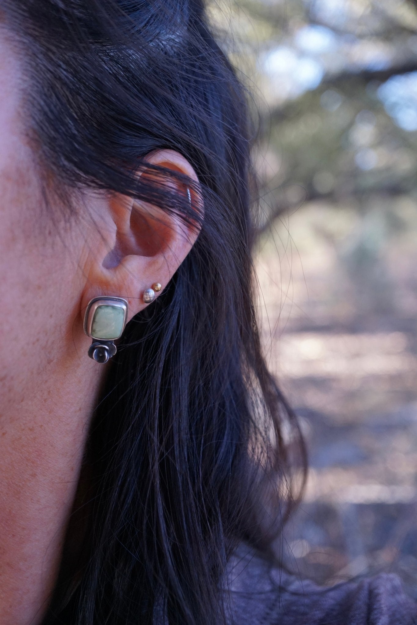 lucin variscite succulent studs - pale green #2 - Lumenrose