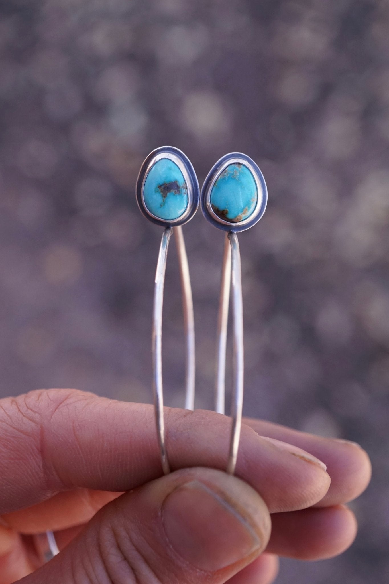 lumenrose hoops with emerald valley turquoise - SMALL SIZE - Lumenrose
