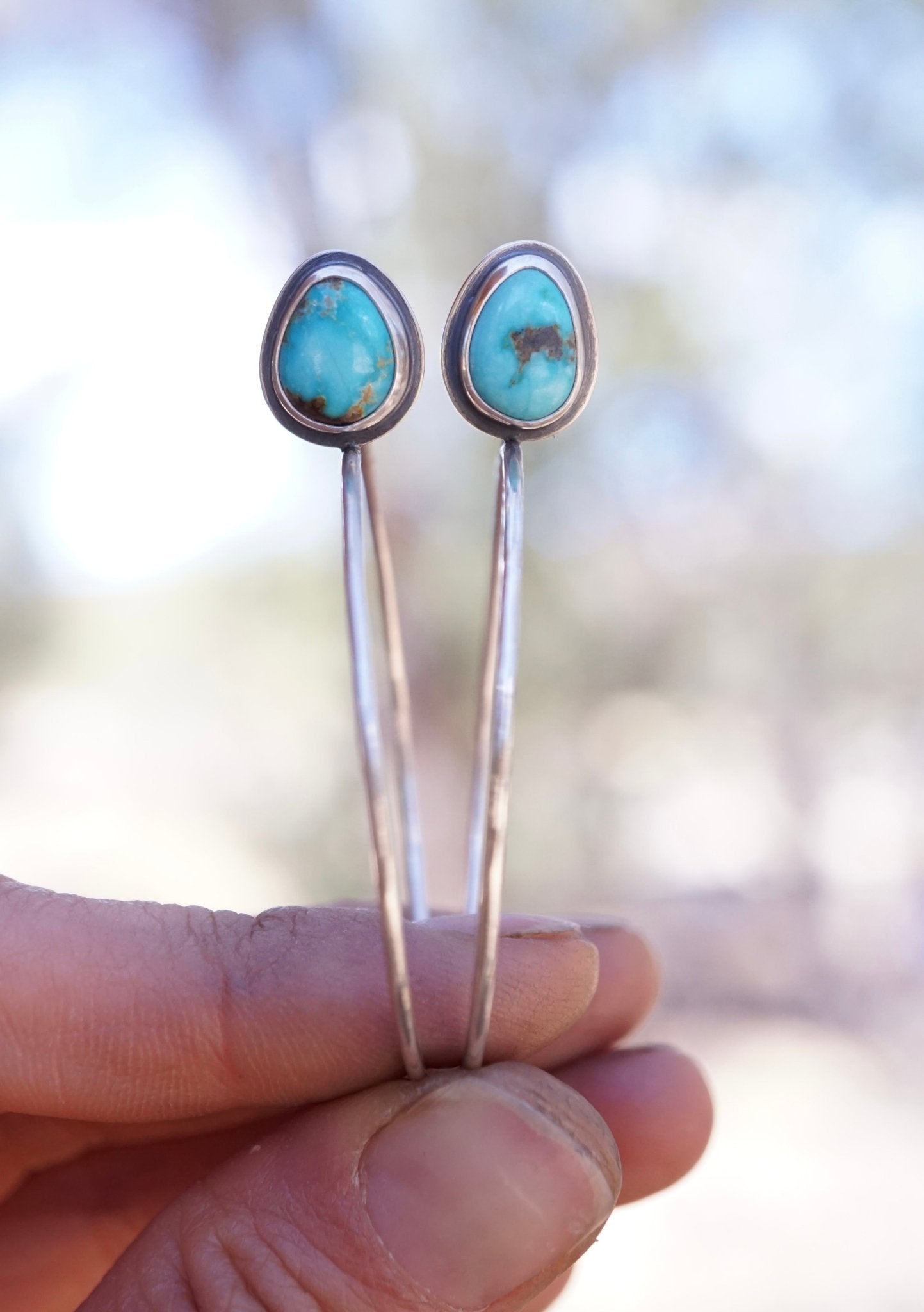 lumenrose hoops with emerald valley turquoise - SMALL SIZE - Lumenrose