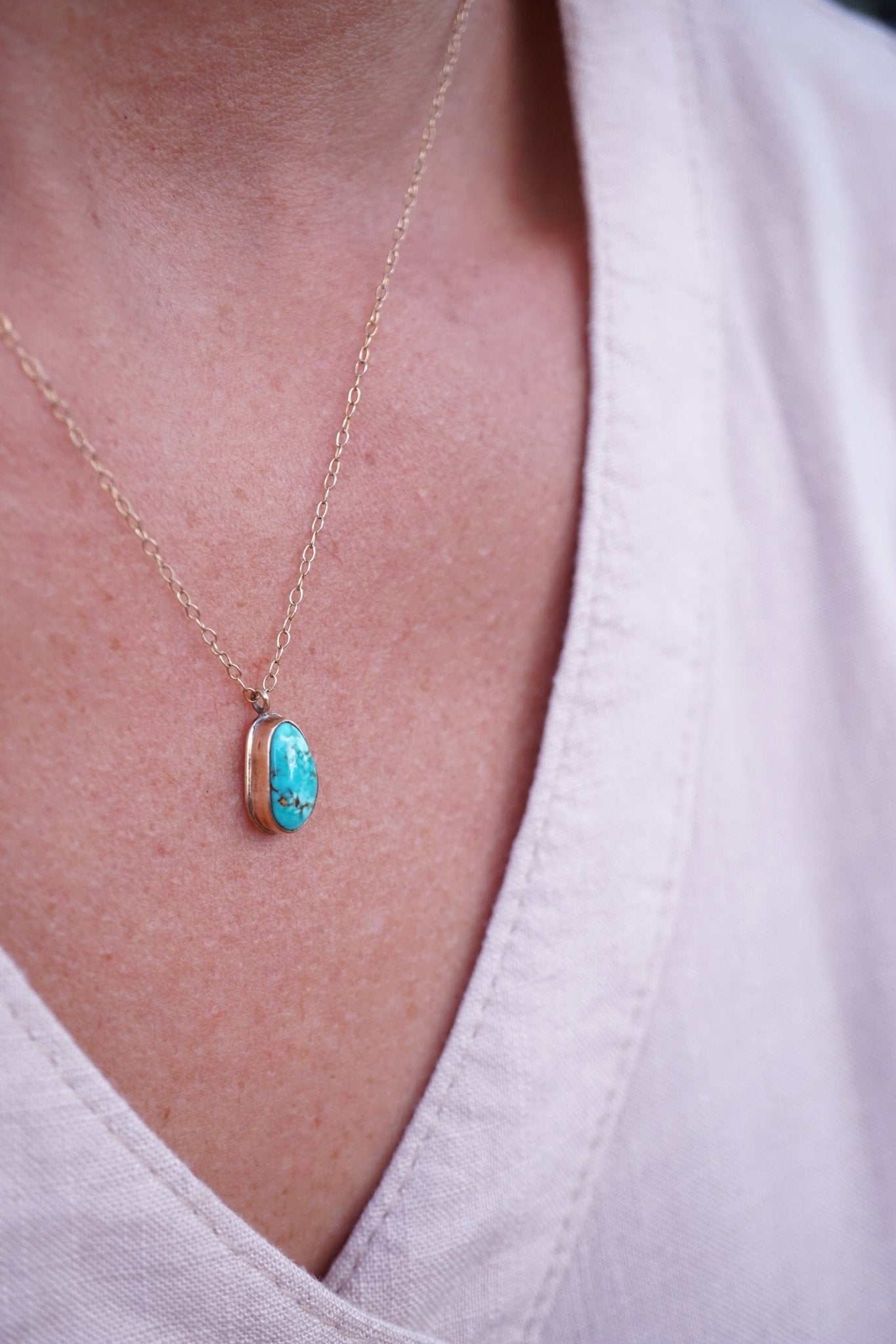 PRE - LOVED SALE. dainty 14k goldfill and turquoise necklace - Lumenrose