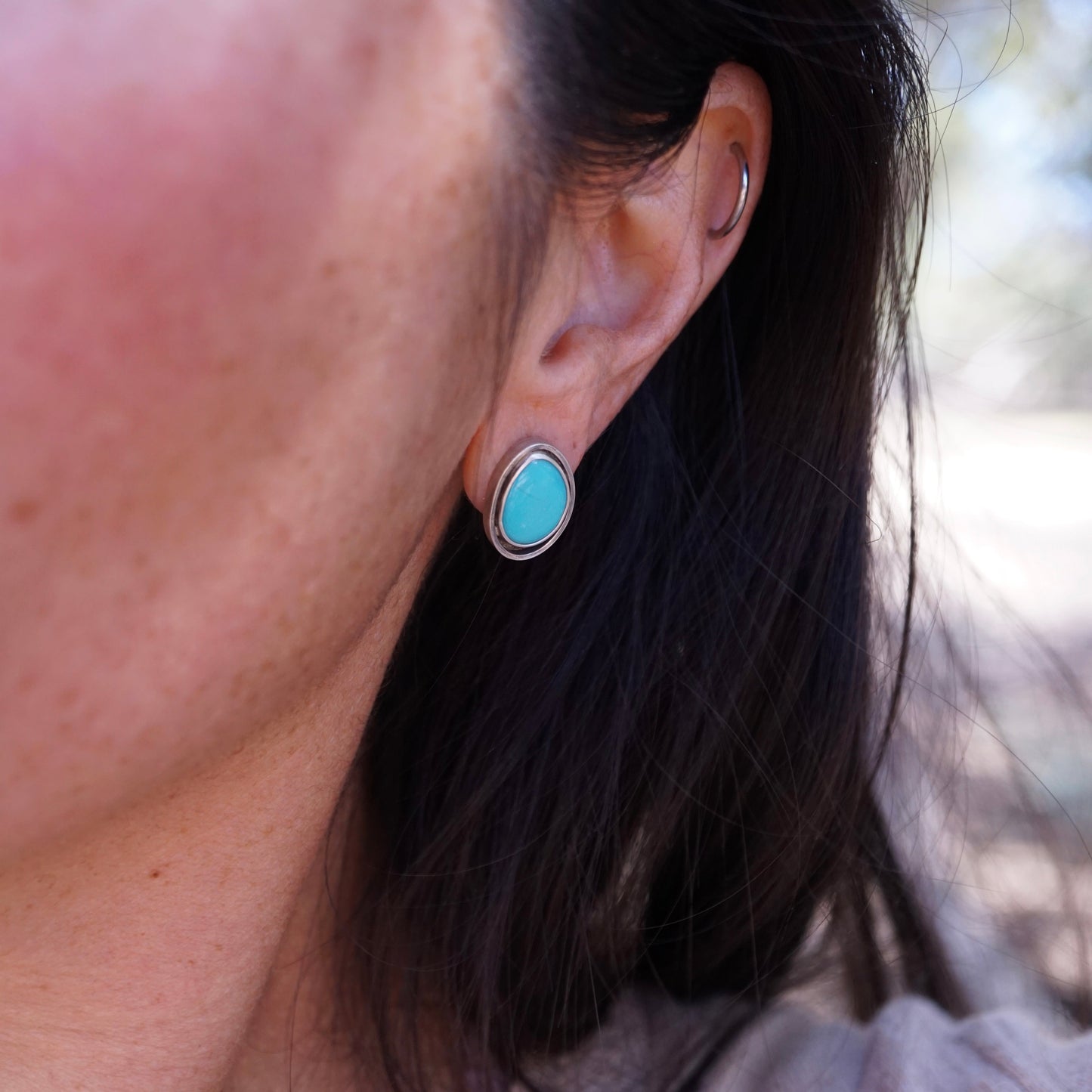 pure blue sonoran turquoise studs - Lumenrose