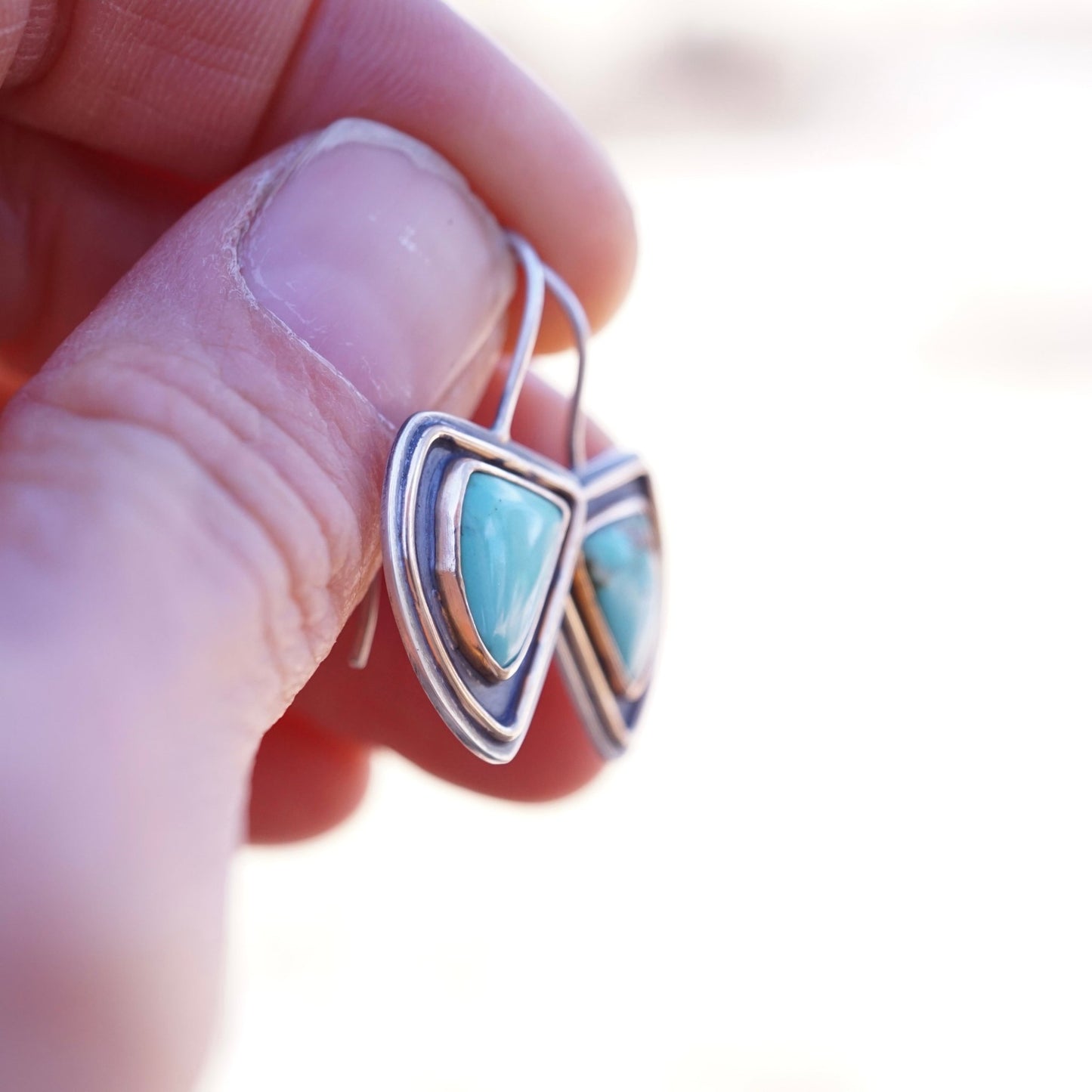 shorty dangles with teal turquoise daggers and 14k goldfill - Lumenrose