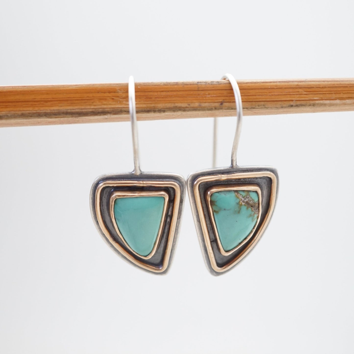 shorty dangles with teal turquoise daggers and 14k goldfill - Lumenrose