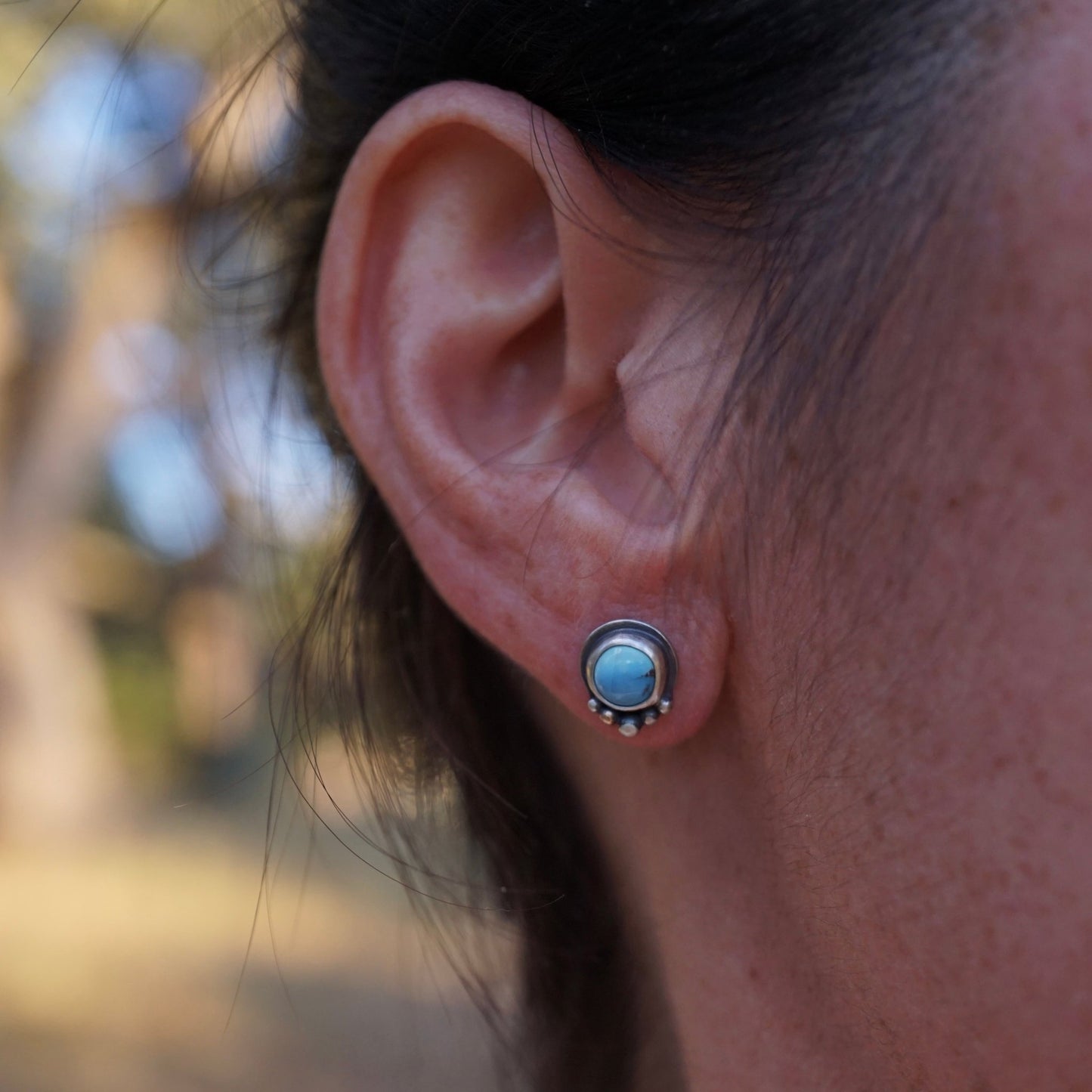 small lavender turquoise studs with dots - Lumenrose