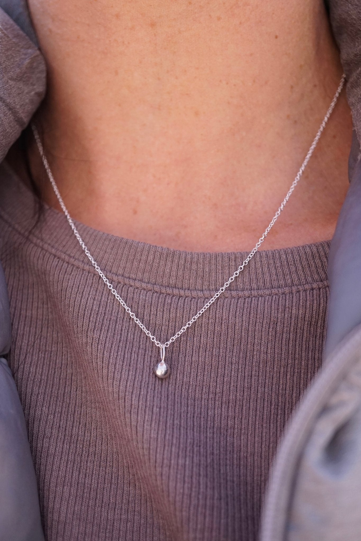 teeny silver droplet necklace - Lumenrose