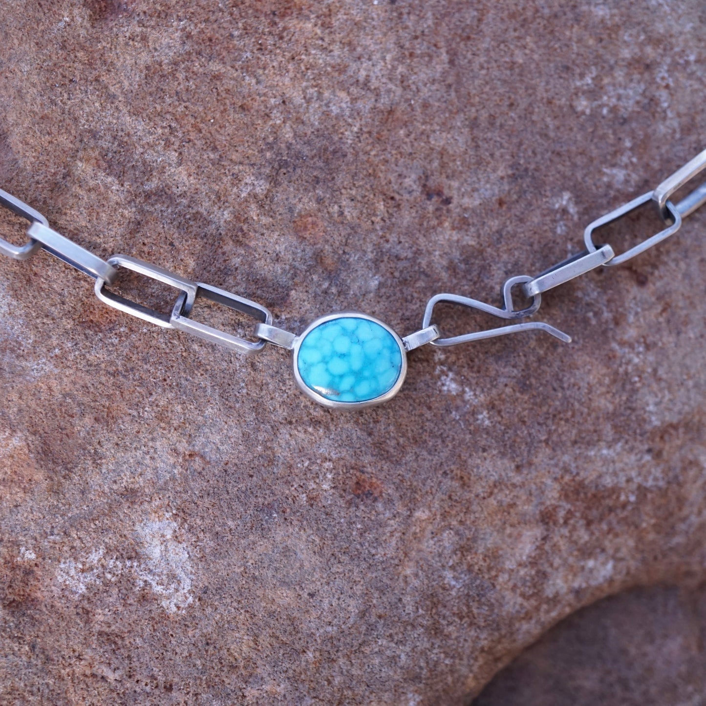the choker - handmade rectangle chain + killer blue kingman turquoise 16" - Lumenrose