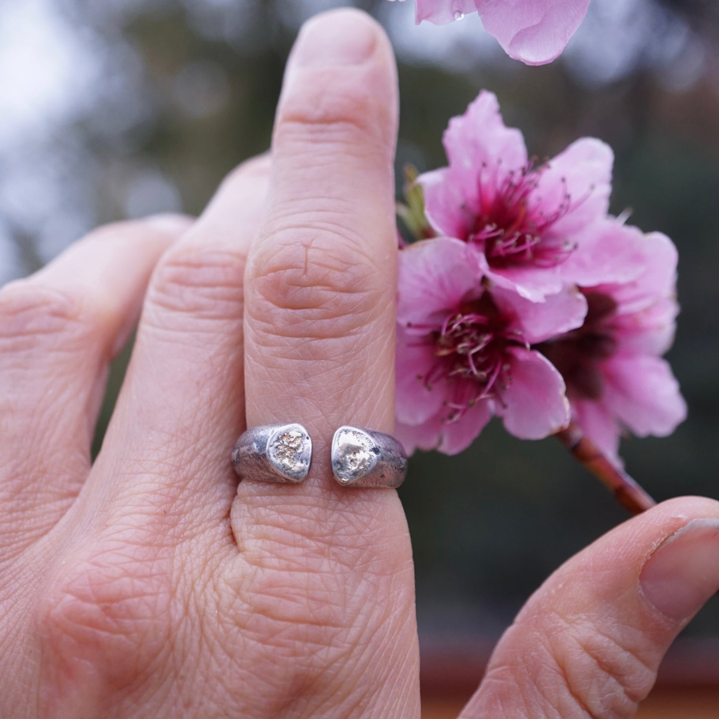 the texture ring with a tiny bit of GOLD - size 7.25, adjustable - Lumenrose