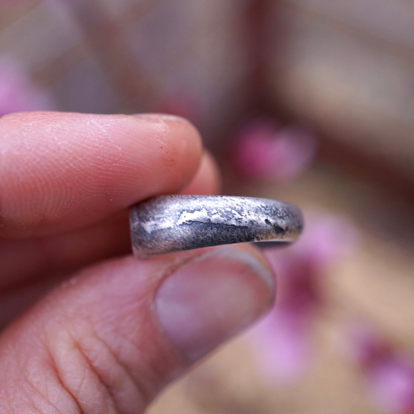 the texture ring with a tiny bit of GOLD - size 7.25, adjustable - Lumenrose