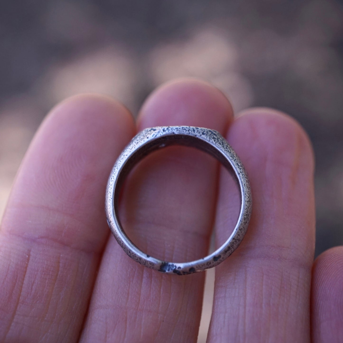 the texture ring with black sapphire and a tiny bit of GOLD - size 6.5/6.75 - Lumenrose